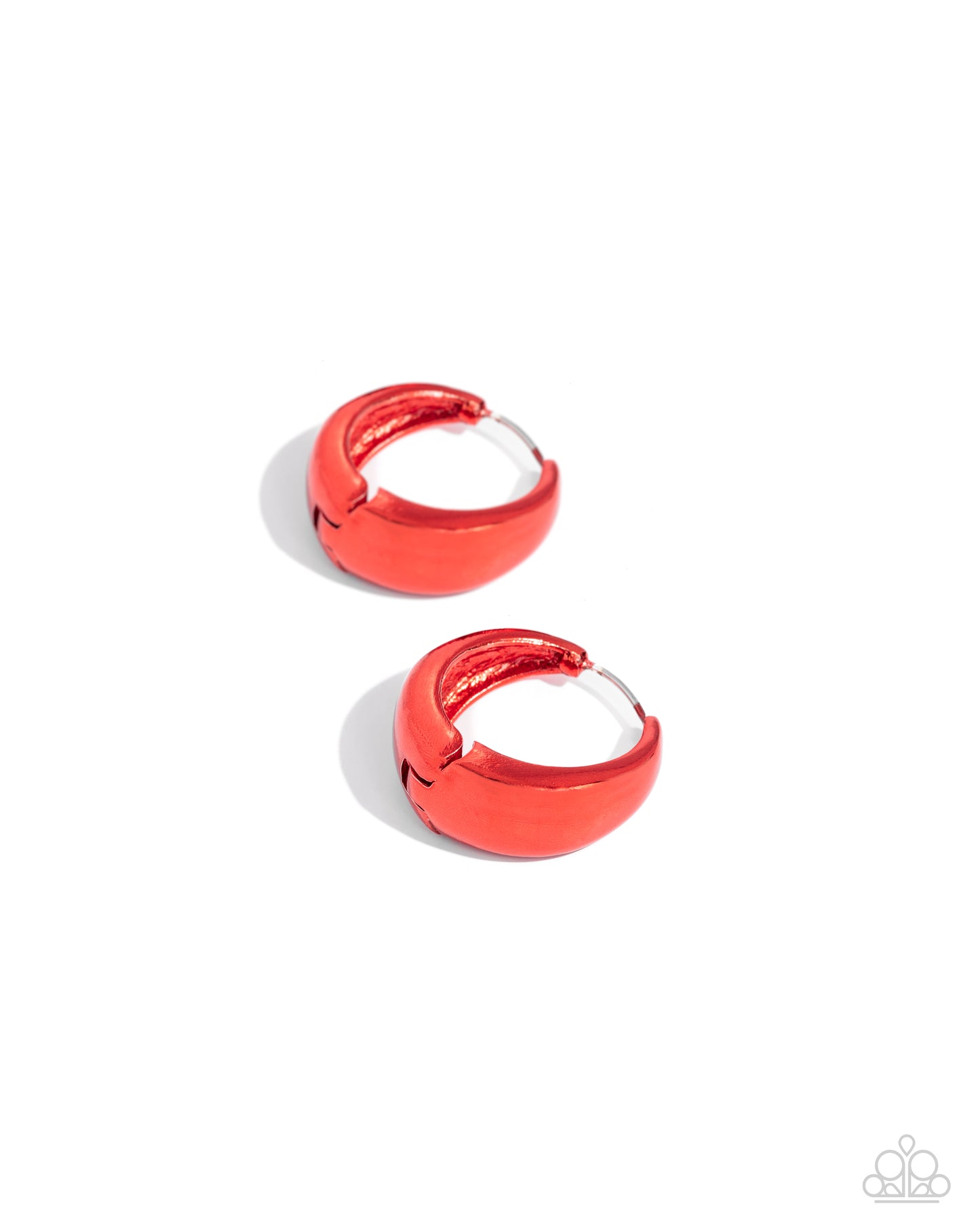 Colorful Curiosity - Red Dipped Metal Hinge Hoop Earrings - Paparazzi Accessories