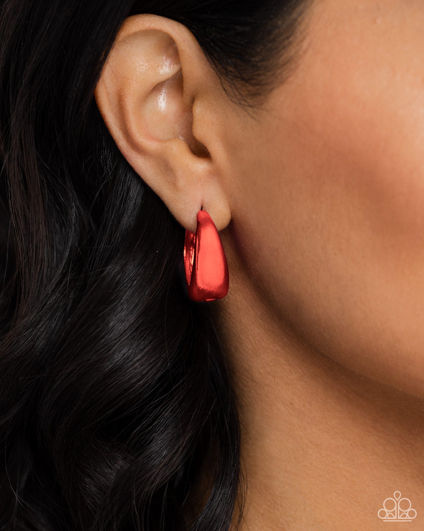 Colorful Curiosity - Red Dipped Metal Hinge Hoop Earrings - Paparazzi Accessories