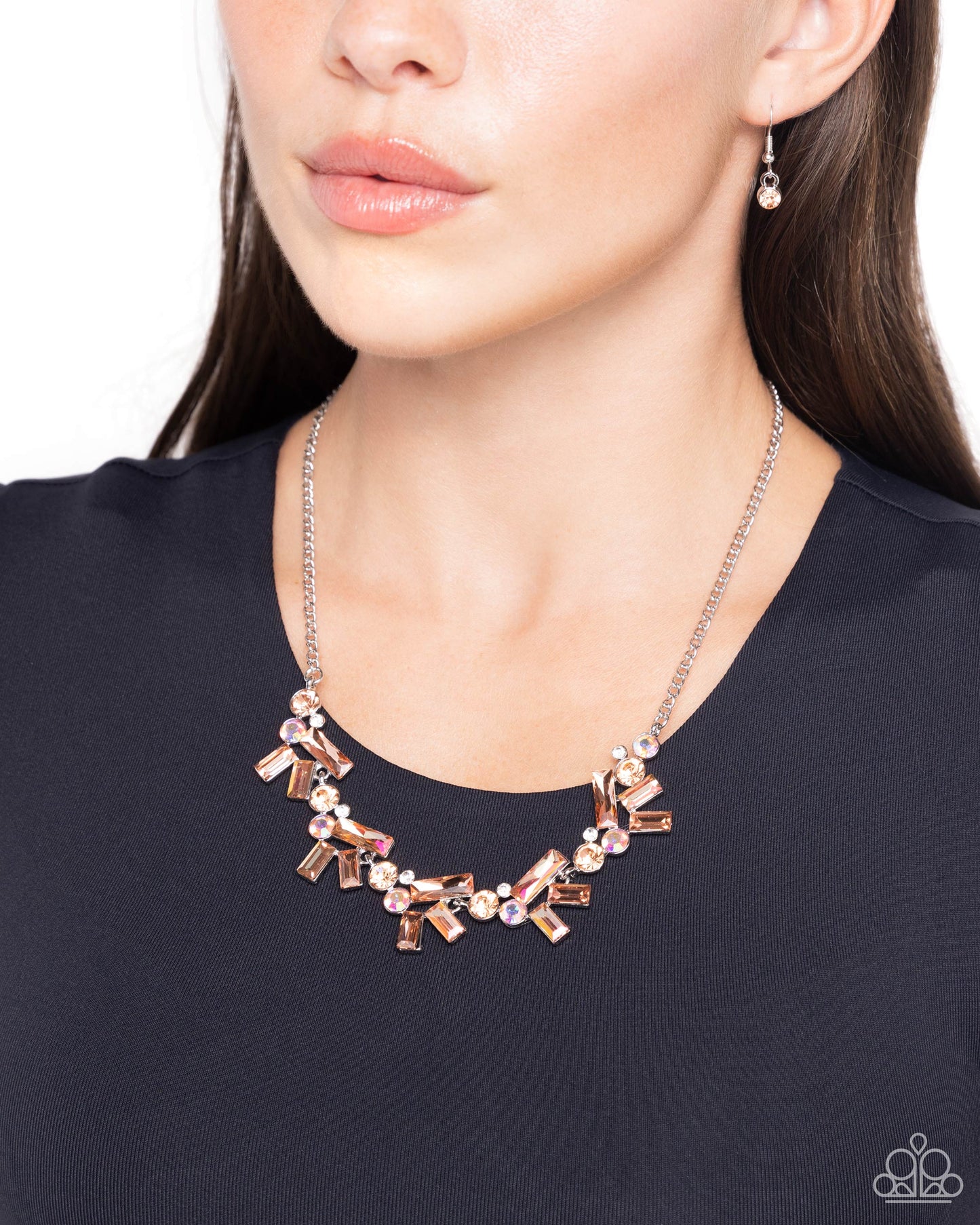Serene Statement - Orange UV Shimmer Necklace - Paparazzi Accessories