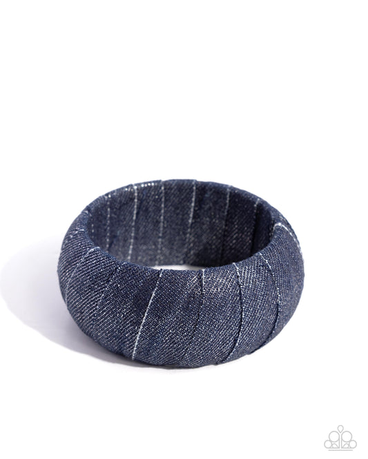 Denim Delight - Blue Bangle Bracelet - Paparazzi Accessories