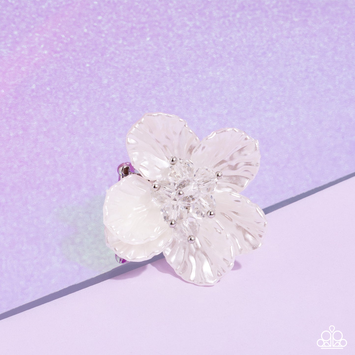 Petal Pact - White Pearl Flower Ring - Paparazzi Accessories