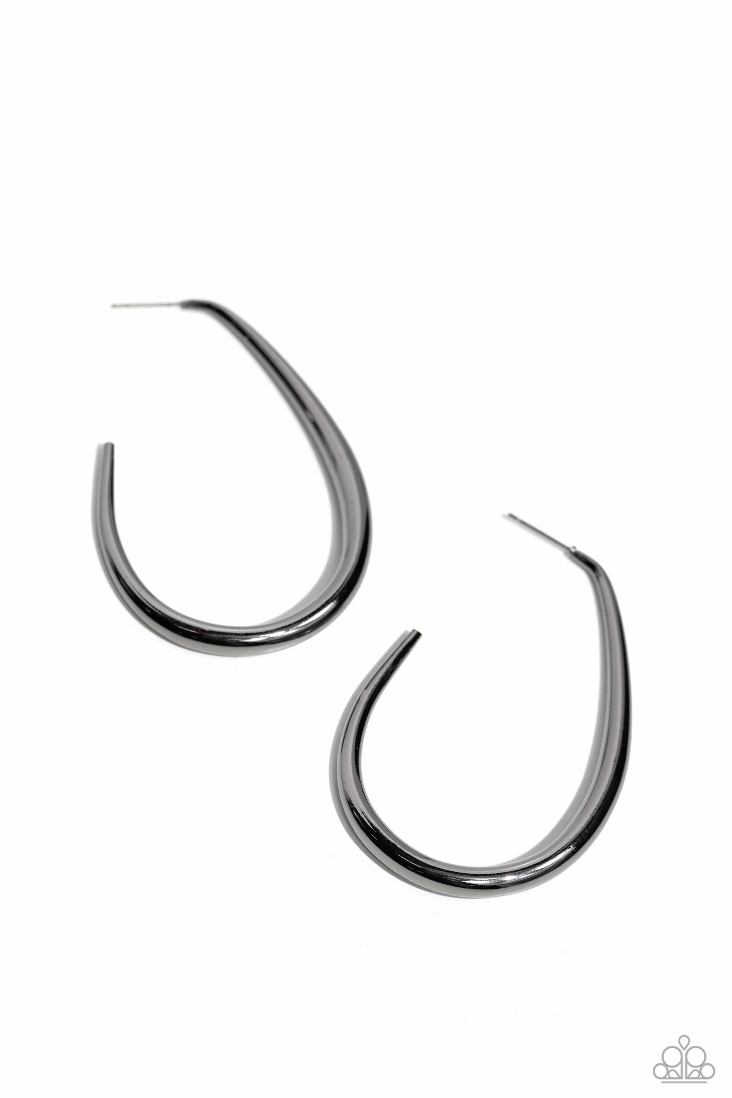 Exclusive Element - Black Teardrop Hoop Earrings - Paparazzi Earrings