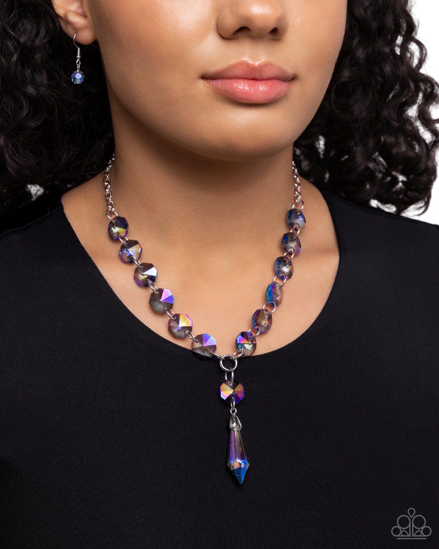 Celestial Class - Blue UV Shimmer Faceted Crystal Bead Necklace - Paparazzi Accessories