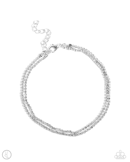 Dainty Declaration - White Clasp Anklet - Paparazzi Accessories