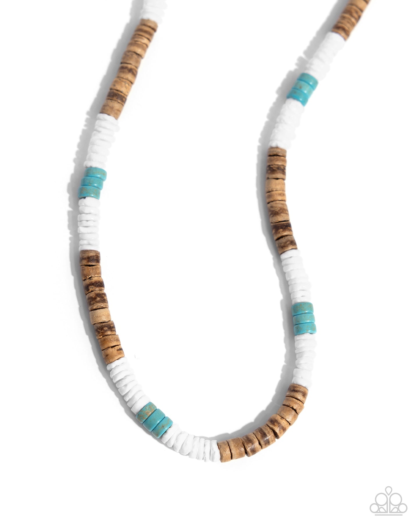 Wood Wardrobe - Blue Turquoise, Wood and Shell Urban Necklace - Paparazzi Accessories