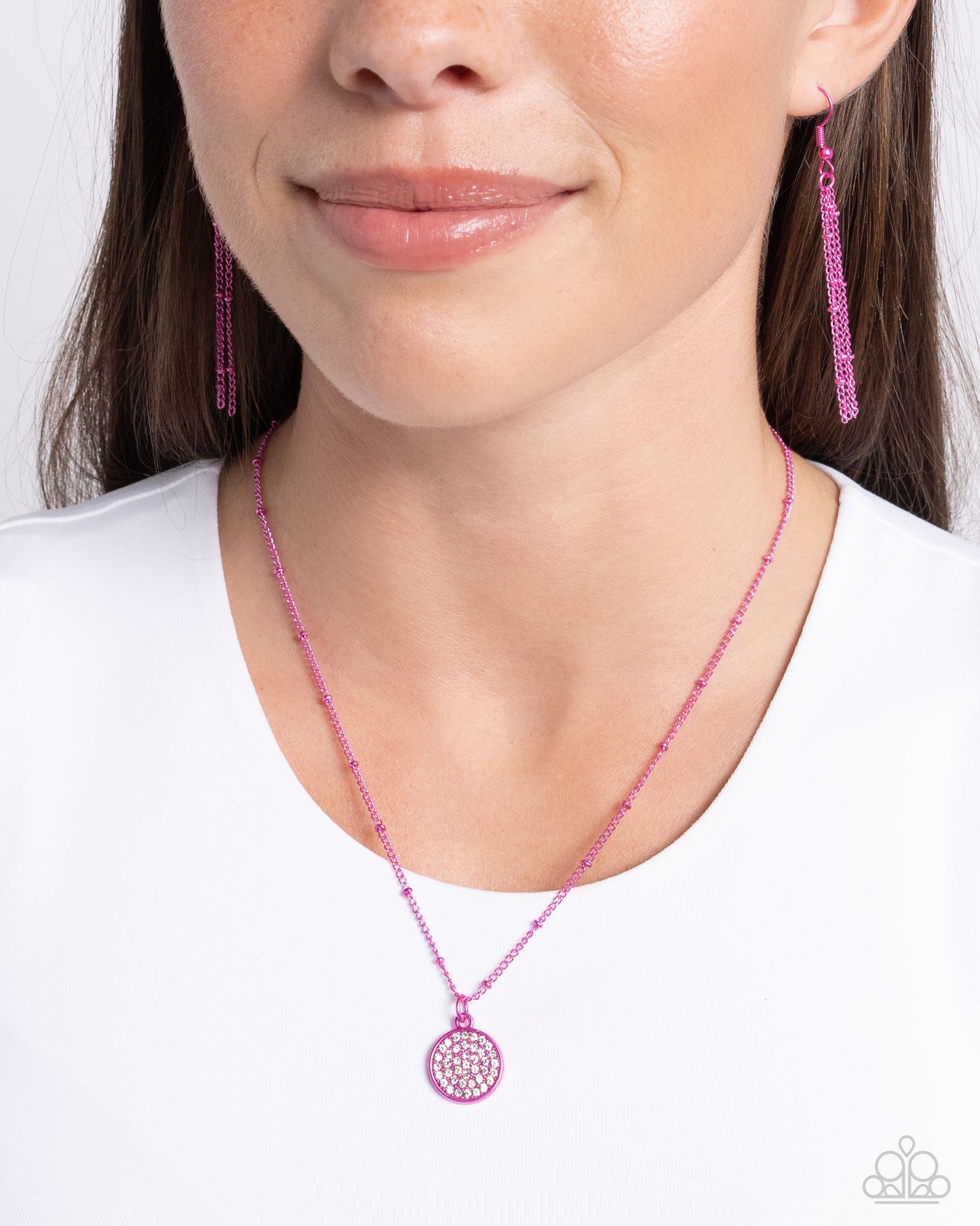 Bejeweled Basic - Pink Dipped Metal Necklace - Paparazzi Accessories