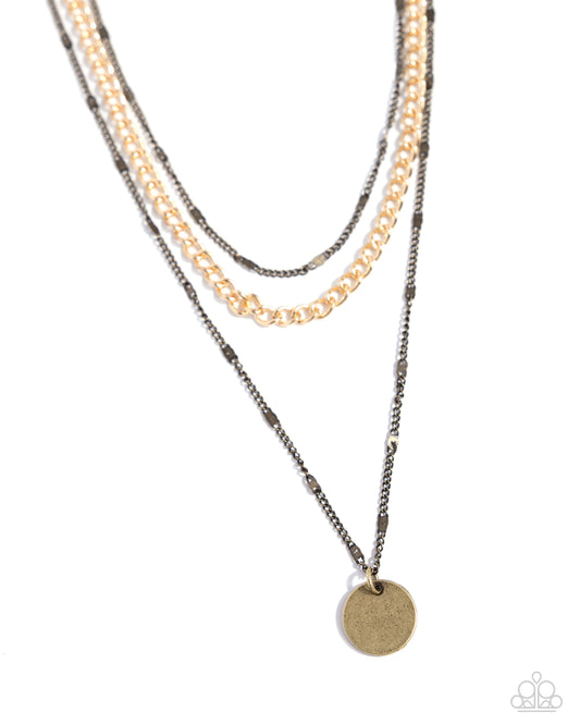 Dainty Development - Brass Pendant Necklace - Paparazzi Accessories