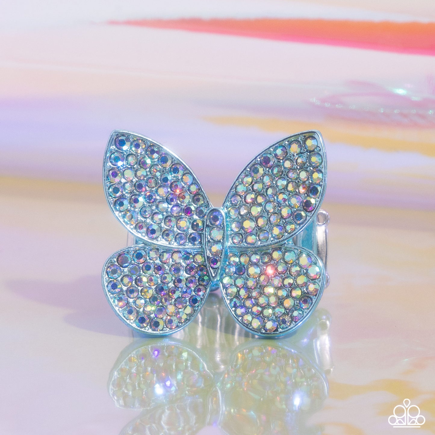 Aerial Ambassador - Blue Iridescent Butterfly Ring - Paparazzi Accessories
