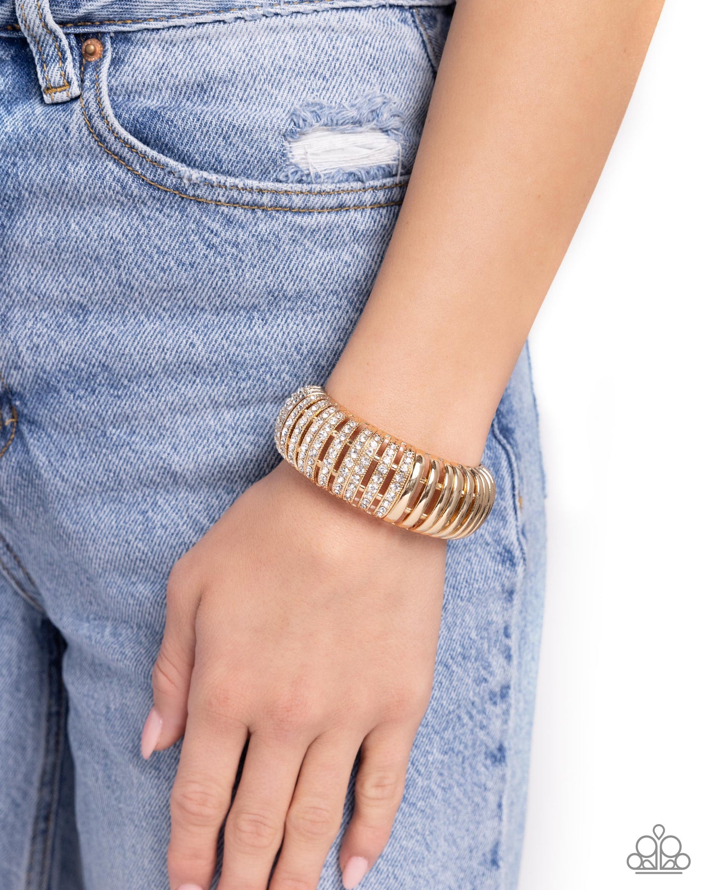 Appealing A-Lister - Gold Stretchy Bracelet - Paparazzi Accessories