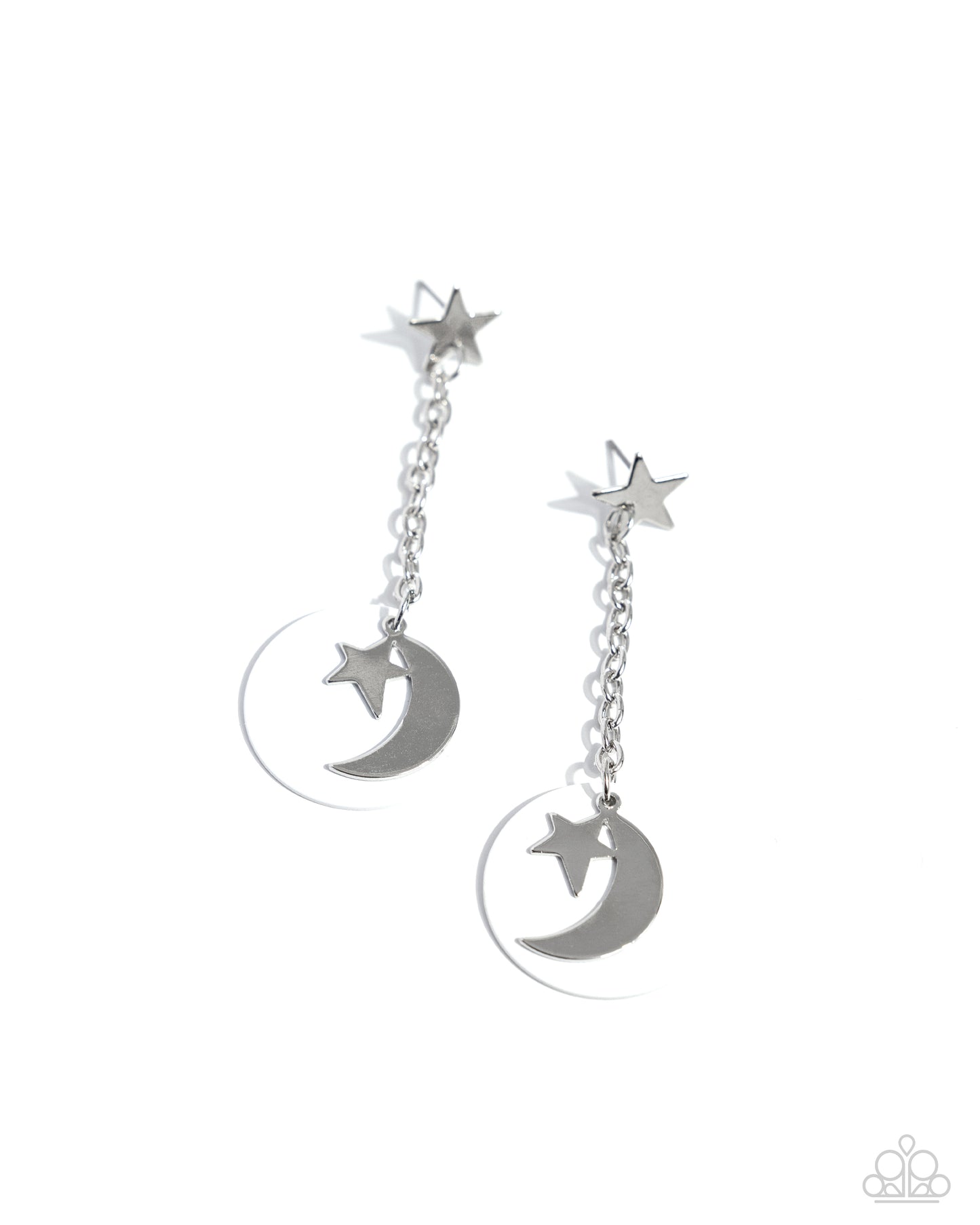 Celestial Change - White Star & Moon Post Earrings - Paparazzi Accessories