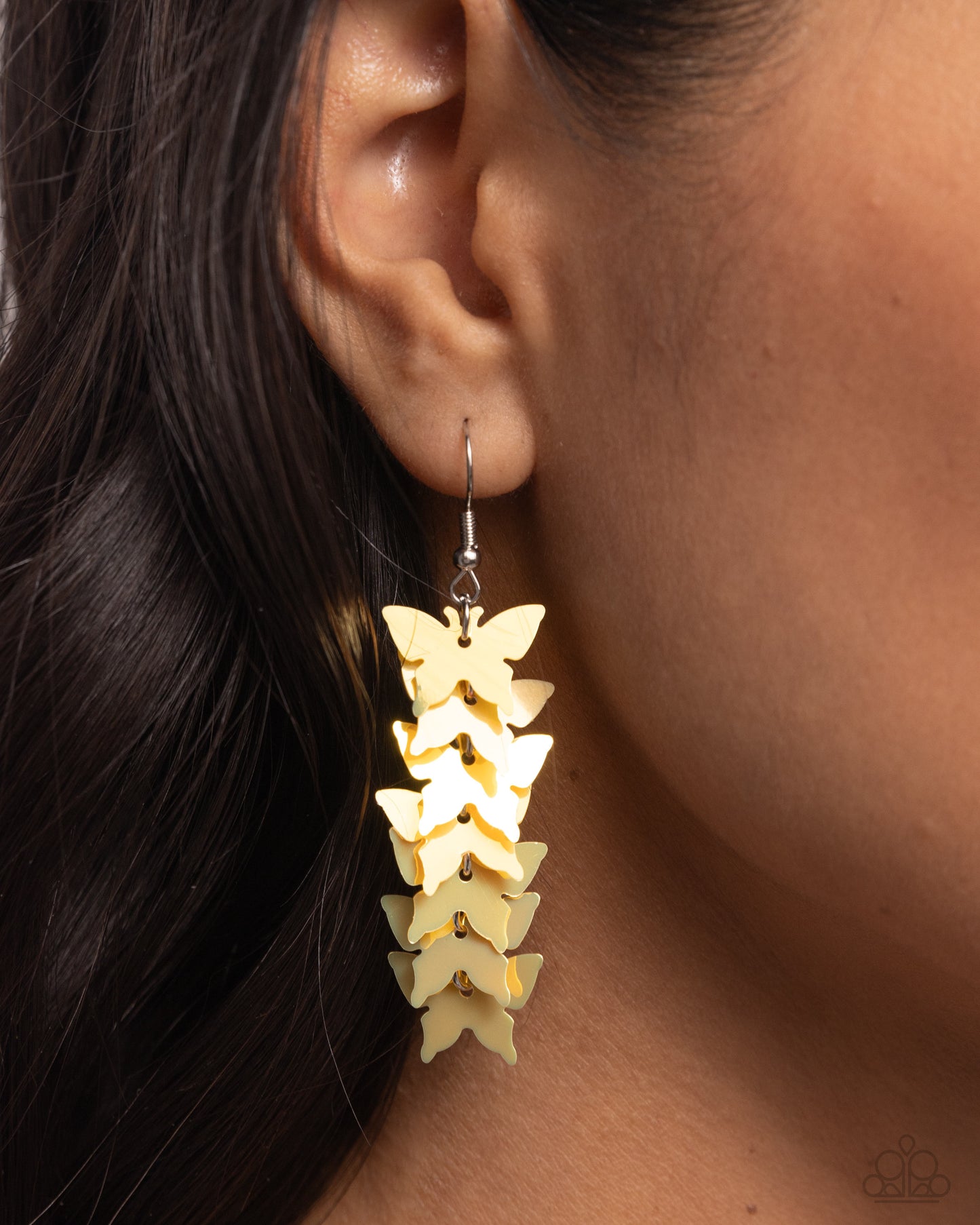 Aerial Ambiance - Yellow Fishhook Earrings - Paparazzi Accessories