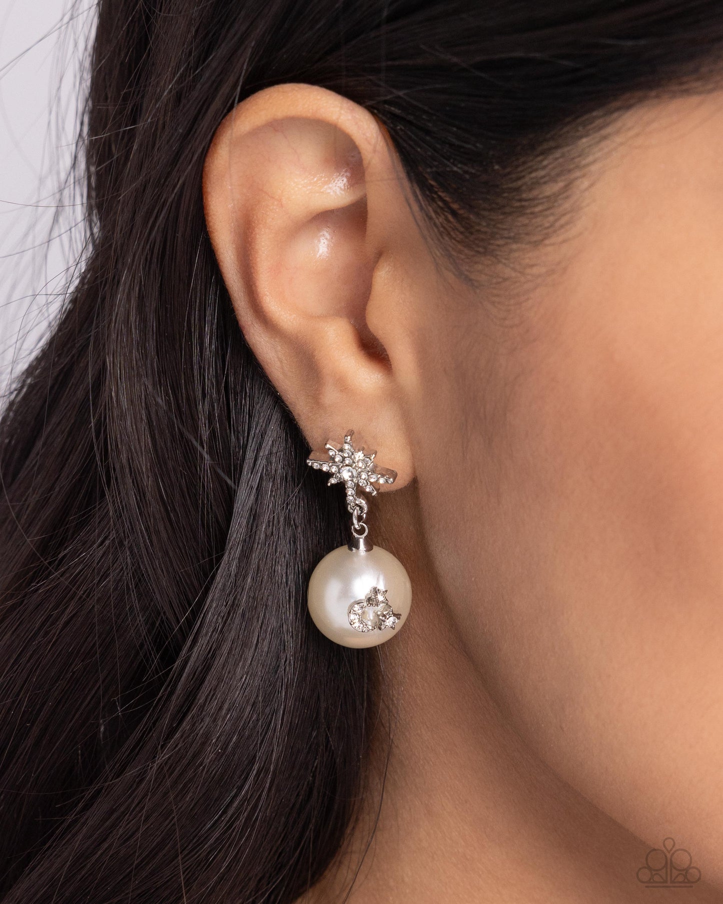 Cosmic Character - White Pearl Post Earrings - Paparazzi Accessories