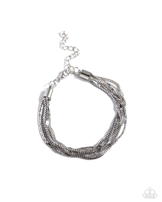 Delicate Darling - Silver Chains Clasp Bracelet - Paparazzi Accessories
