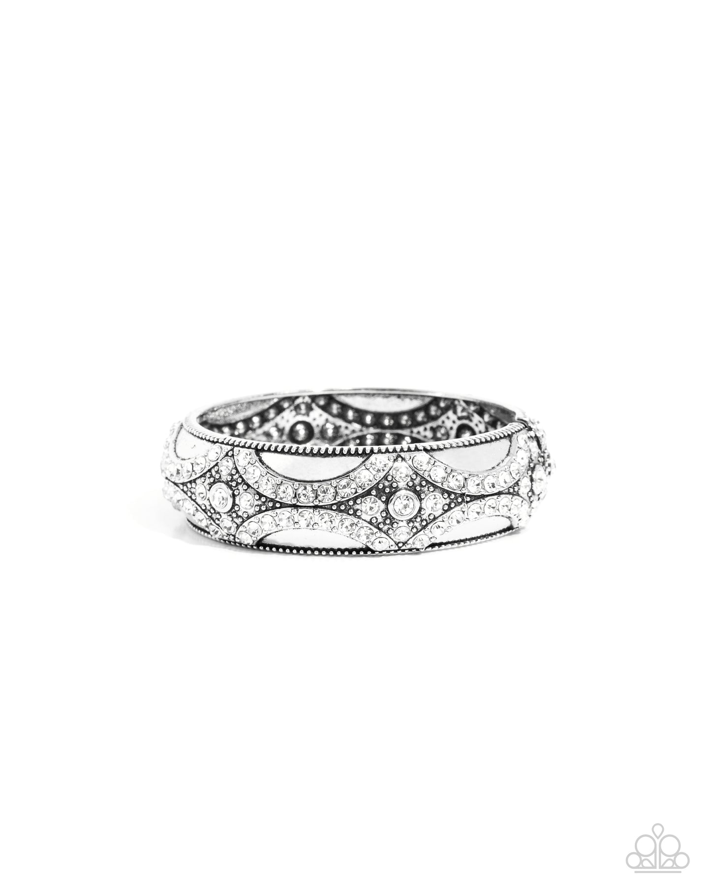Draped in Decadence - White Hinge Bracelet - Paparazzi Accessories