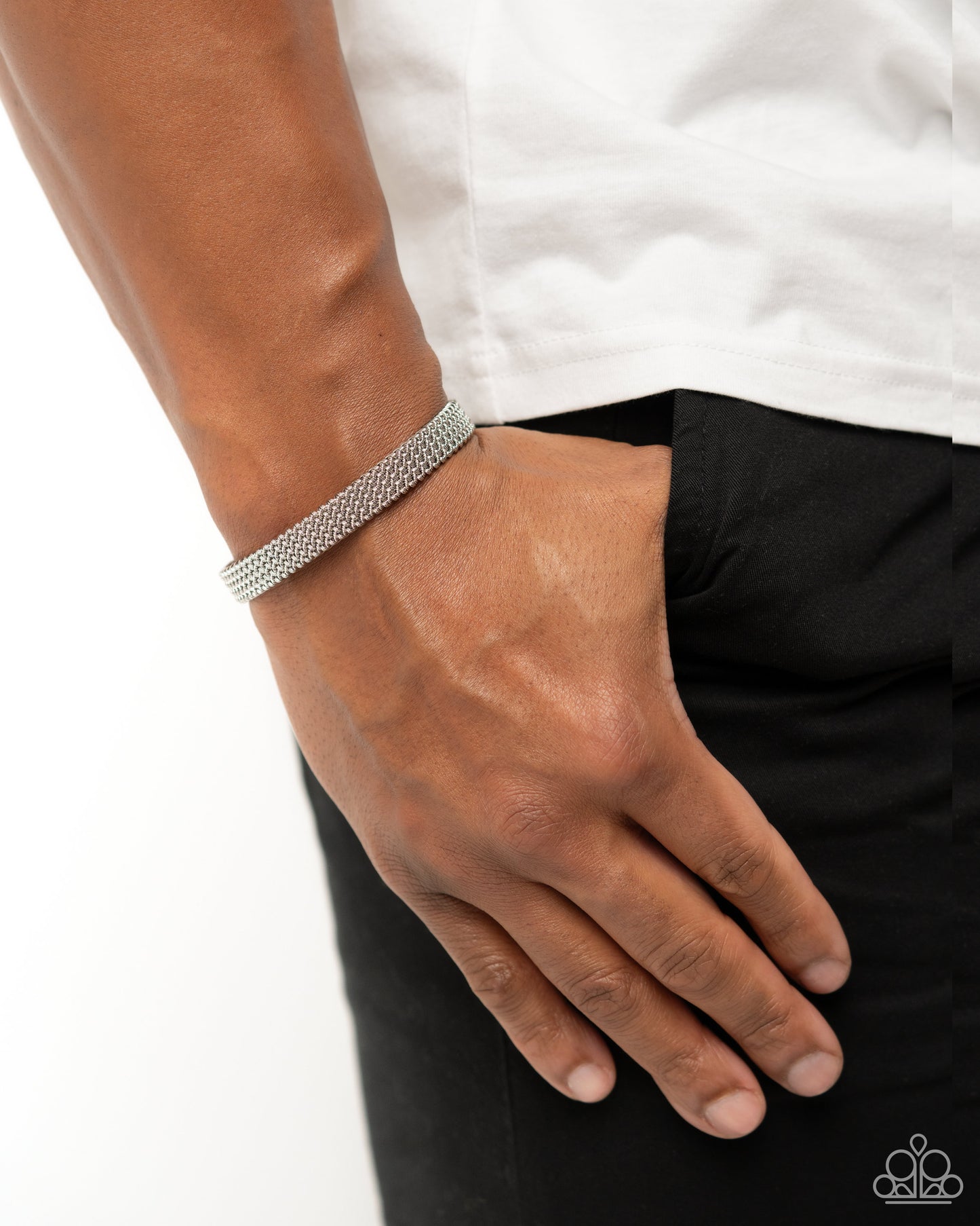 Chain Mail Command - Silver Urban Cuff Bracelet - Paparazzi Accessories
