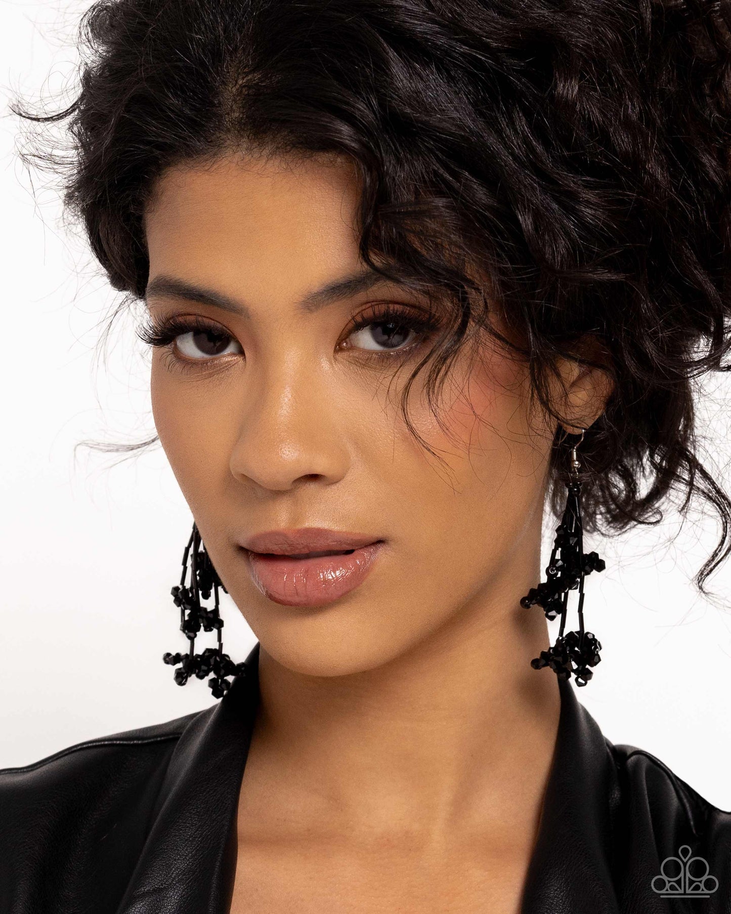 Petaled Precipitation - Black Seed Bead Flower Fishhook Earrings - Paparazzi Accessories