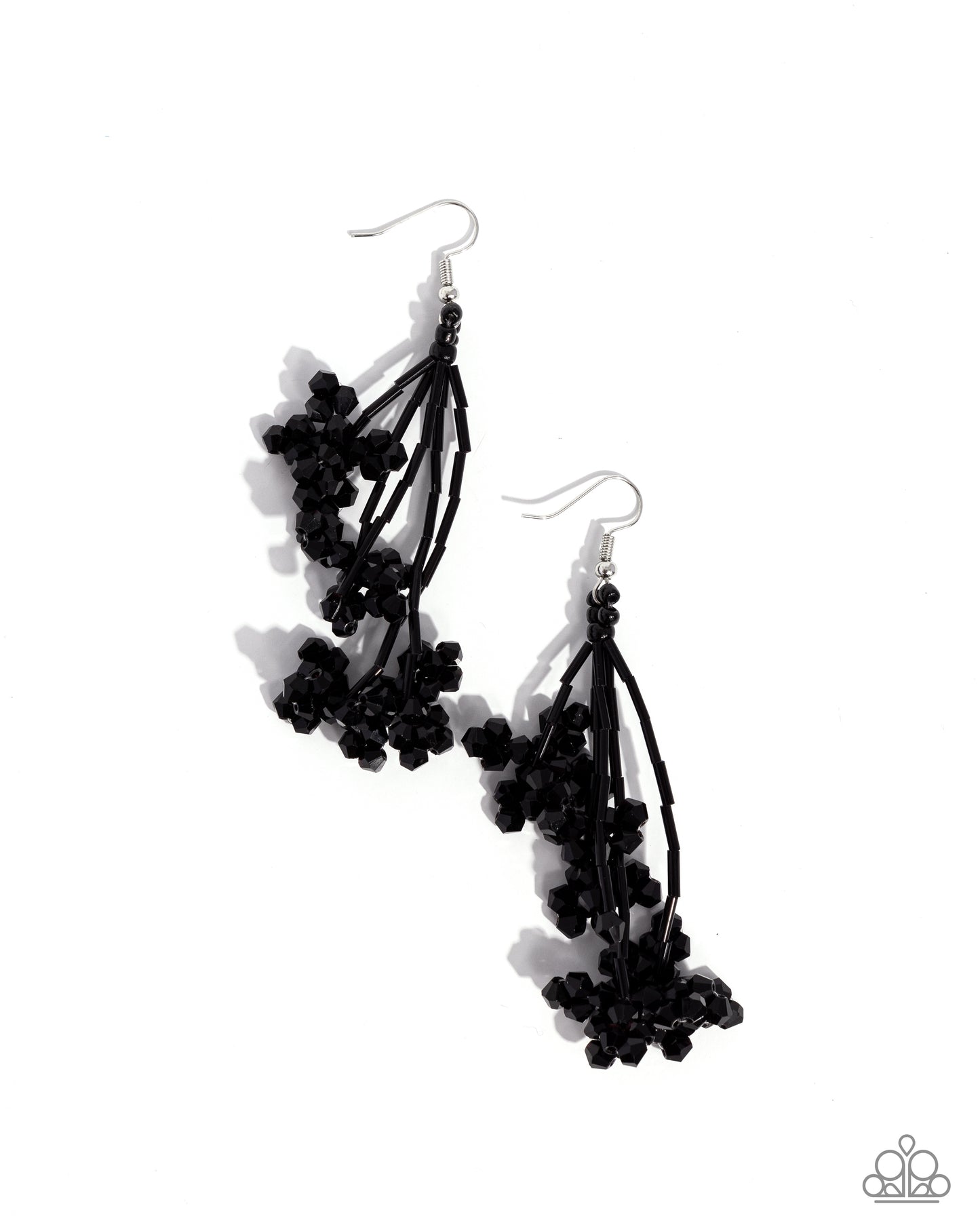 Petaled Precipitation - Black Seed Bead Flower Fishhook Earrings - Paparazzi Accessories