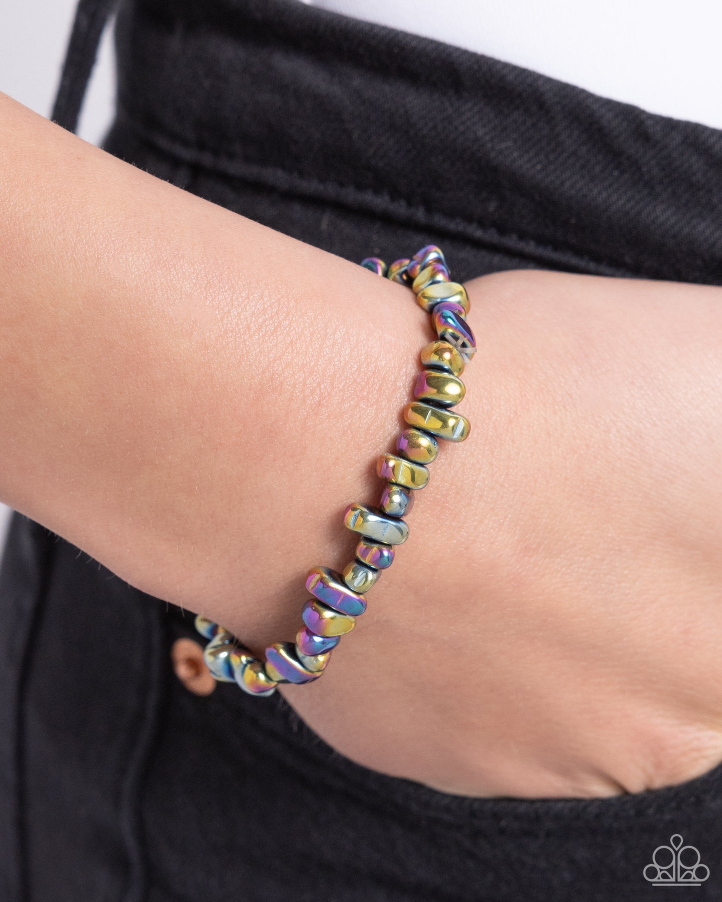 Charming Caliber - Multi Oil Spill Stretchy Bracelet - Paparazzi Accessories