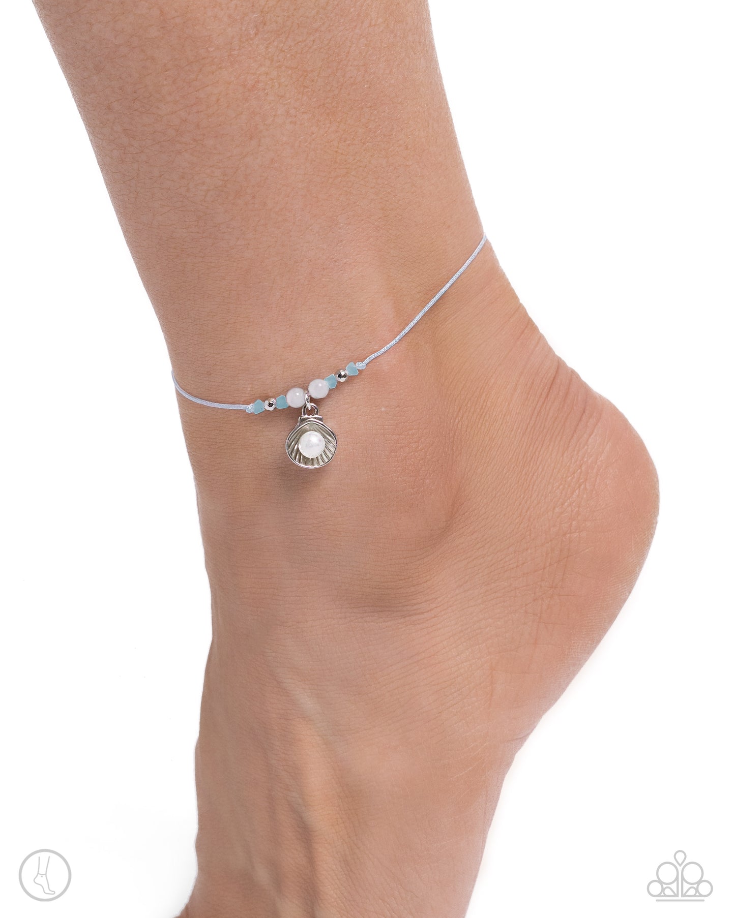Oyster Overture - Blue Sliding Knot Anklet - Paparazzi Accessories