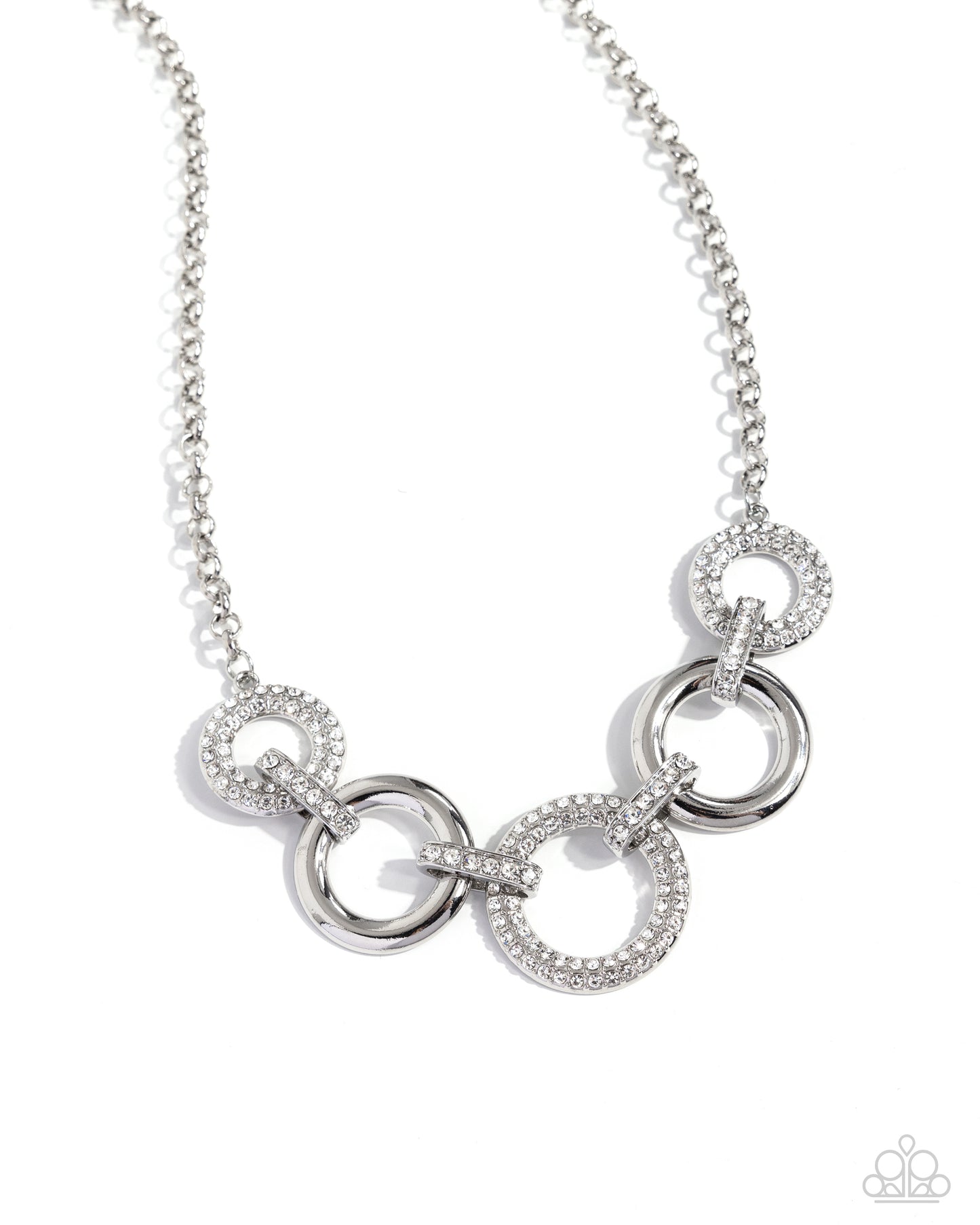 Cosmopolitan Confidence - White Rhinestone Rings Necklace - Paparazzi Accessories
