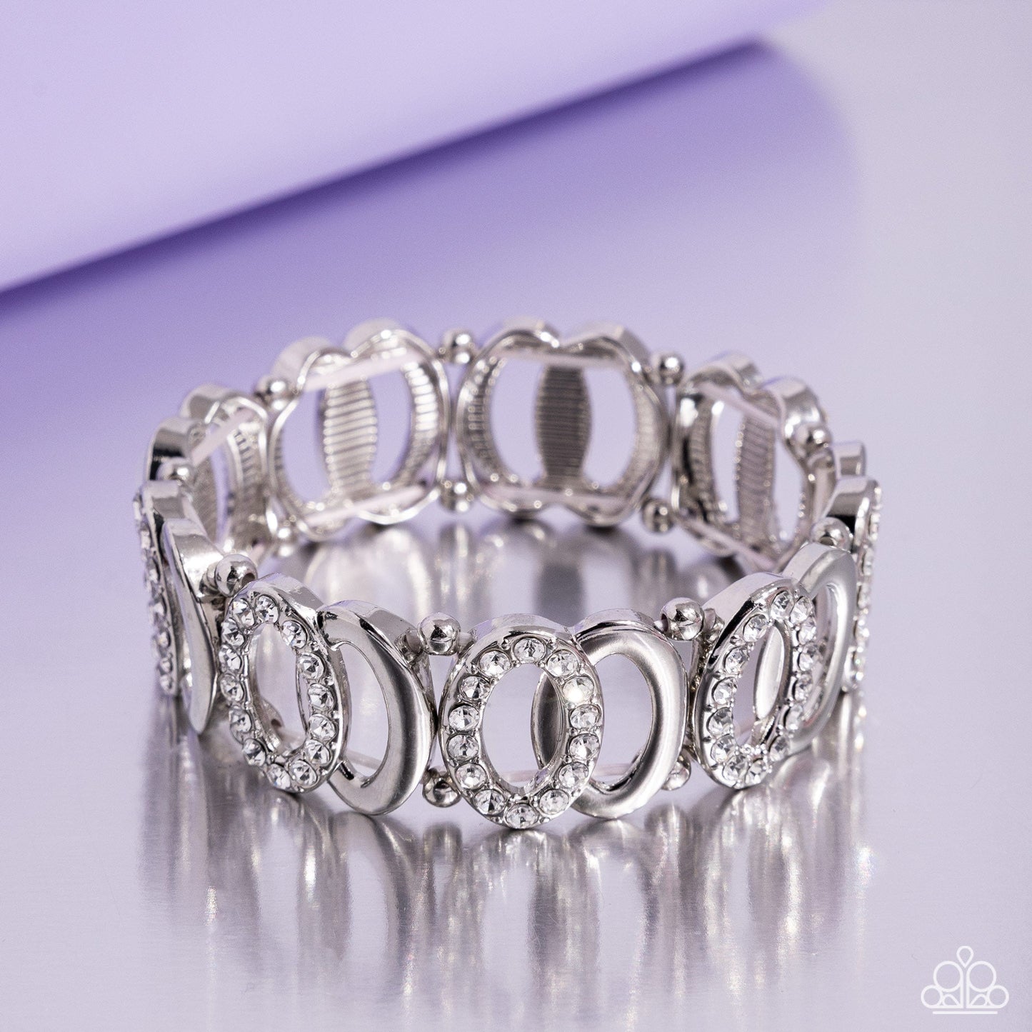 Refined Rarity - White Stretchy Bracelet - Paparazzi Accessories