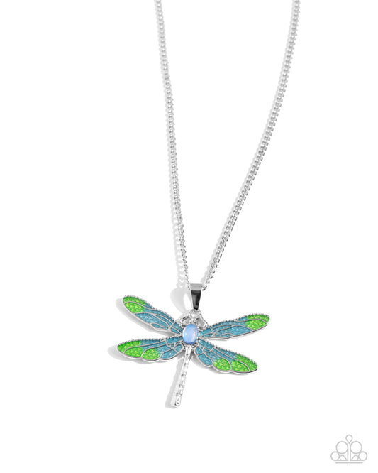 DRAGONFLY to the Sky - Blue Pendant Necklace - Paparazzi Accessories