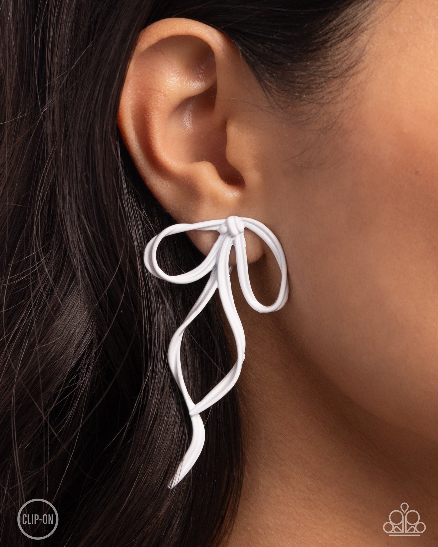 Vow To BOW - White Clip-on Earrings - Paparazzi Accessories