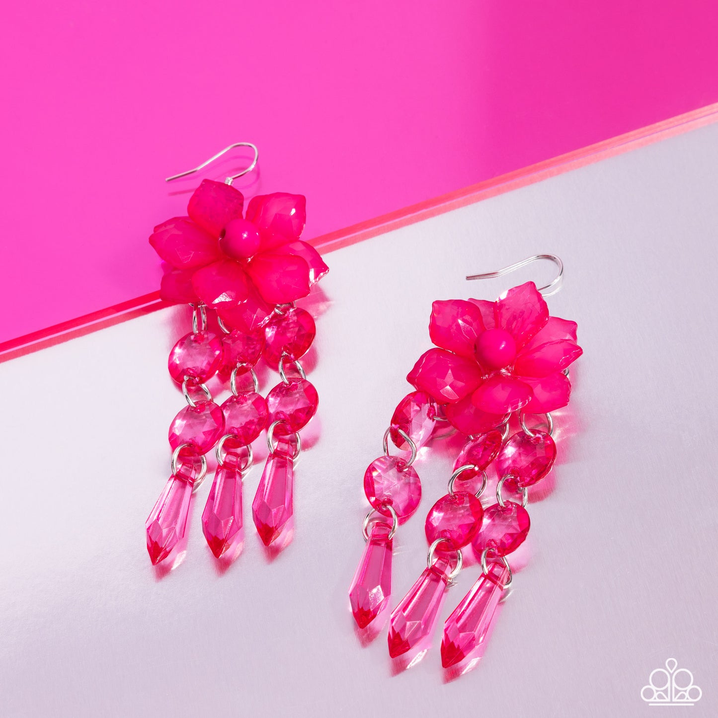 Hawaiian Hallmark - Pink Beaded Flower Fishhook Earrings - Paparazzi Accessories