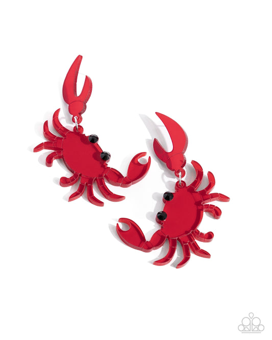 Crab Couture - Red Post Earrings - Paparazzi Accessories