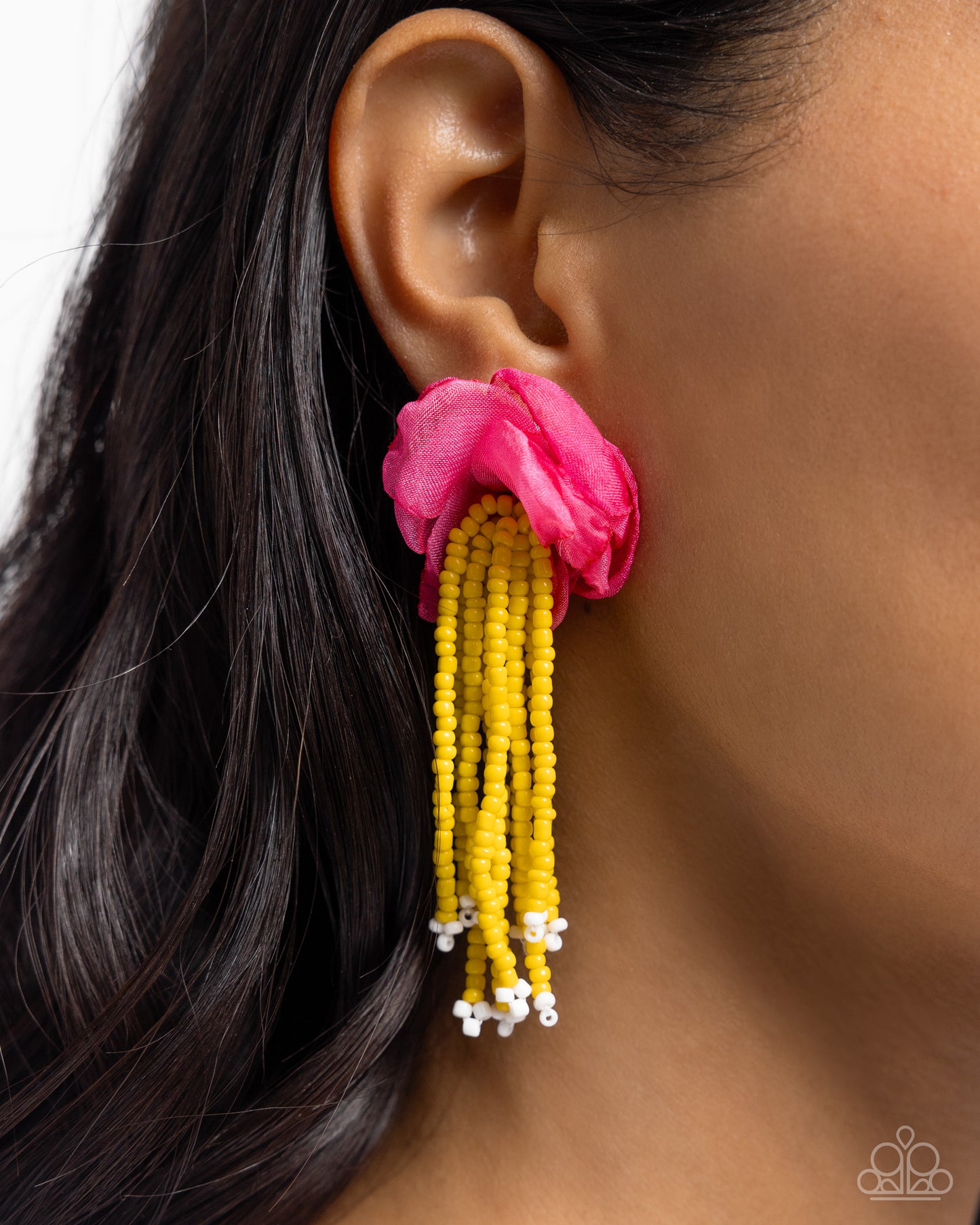 Cinderella Charisma - Multi Chiffon & Seed Bead Post Earrings - Paparazzi Accessories