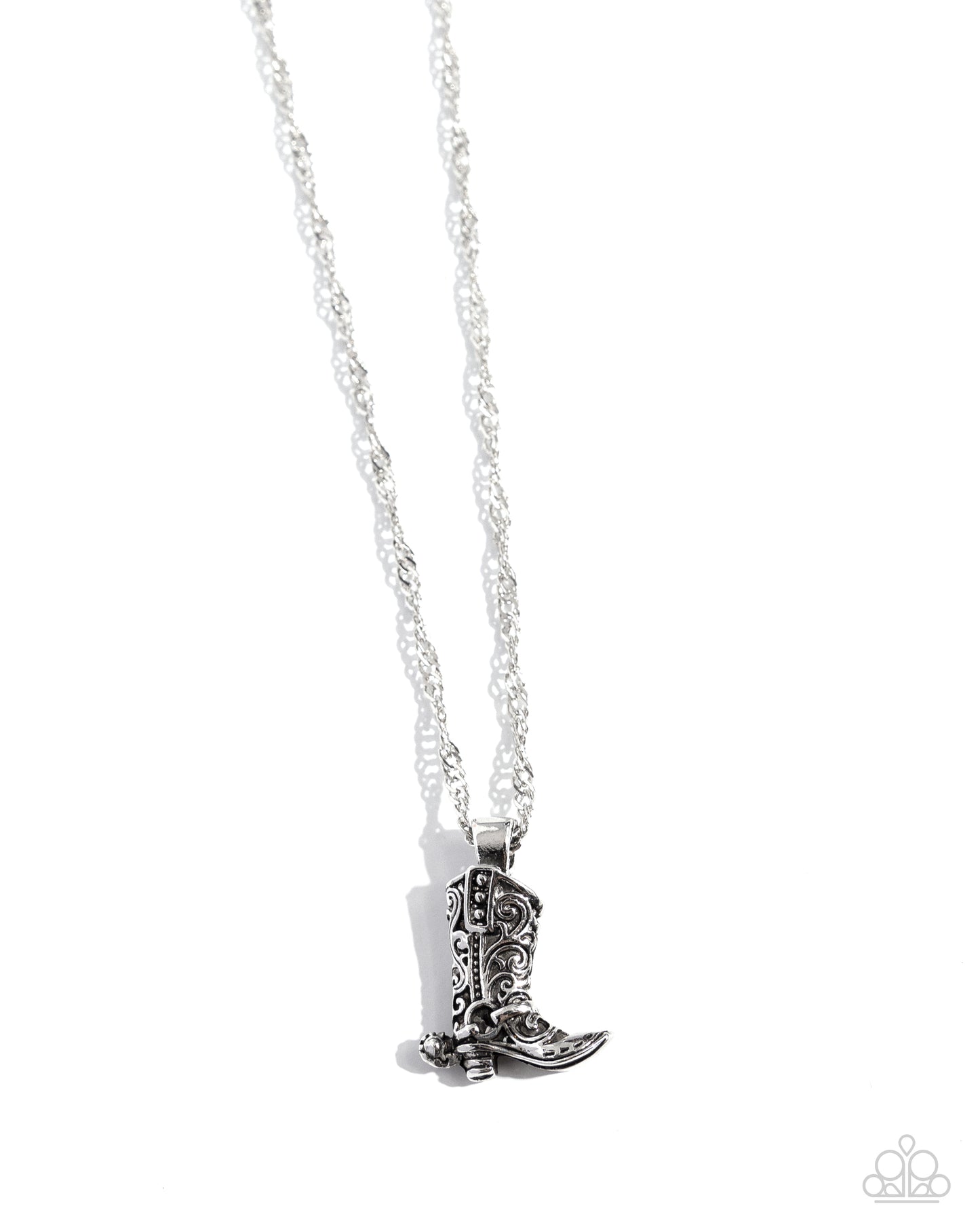 Collectable Cowboy - Silver Boot Necklace - Paparazzi Accessories