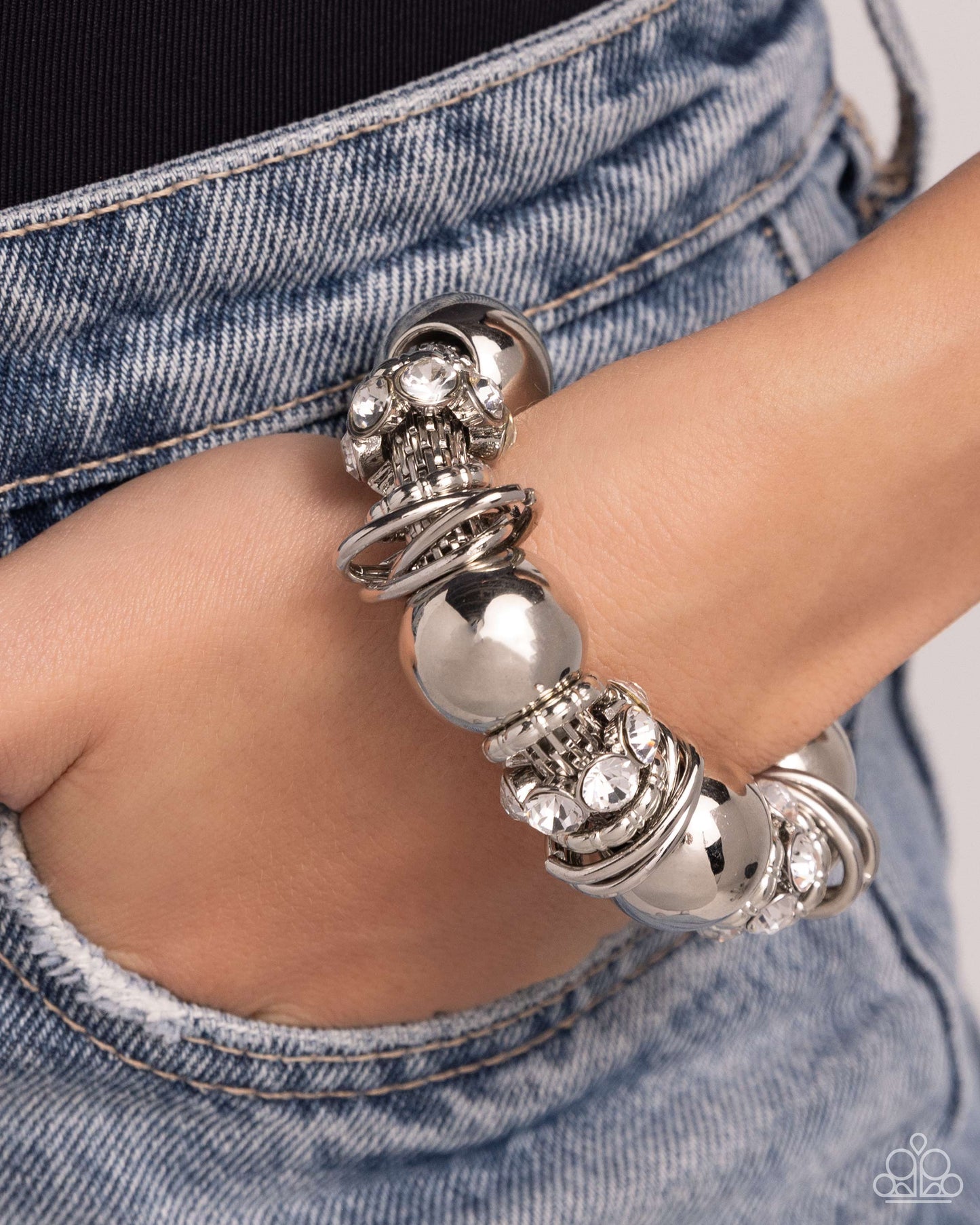 Coiled Confidence - White Stretchy Bracelet - Paparazzi Accessories