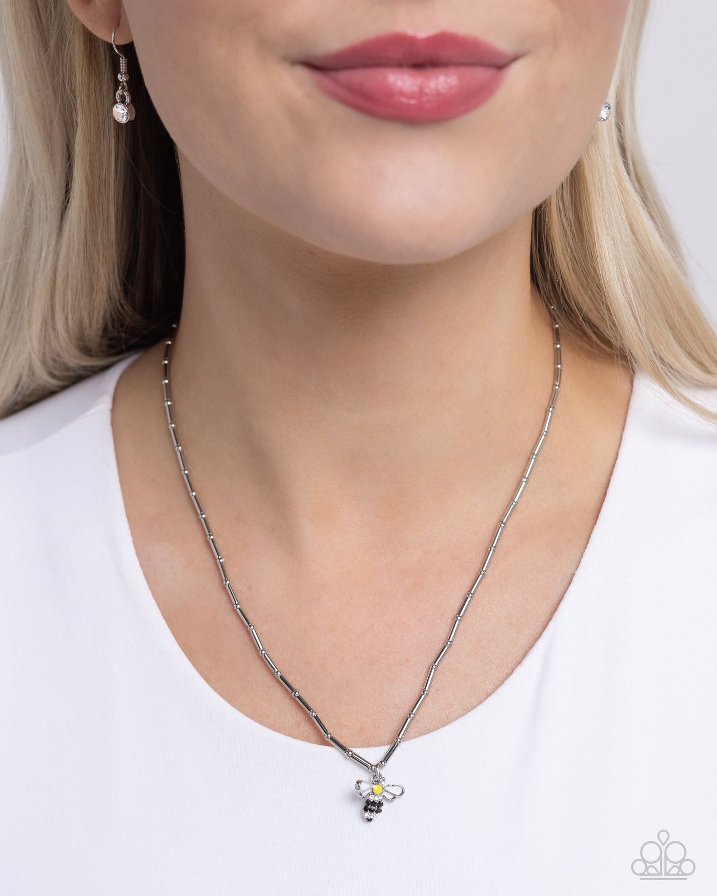 Bees Knees - Yellow Necklace - Black Diamond Exclusive - Paparazzi Accessories