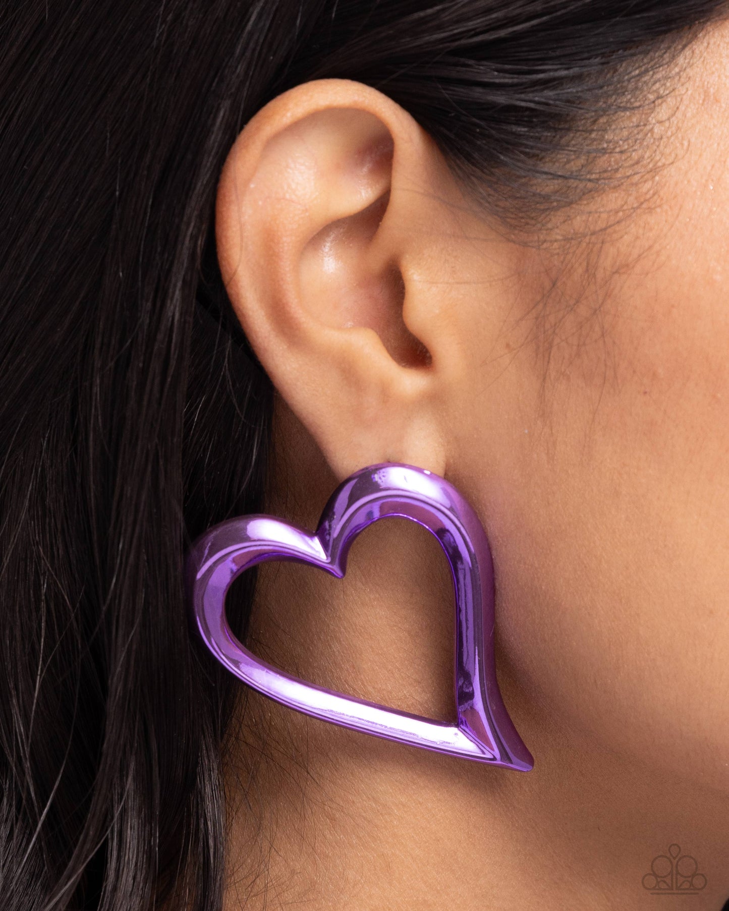 Admirable Acclaim - Purple Dipped Metal Heart Post Earrings - Paparazzi Accessories