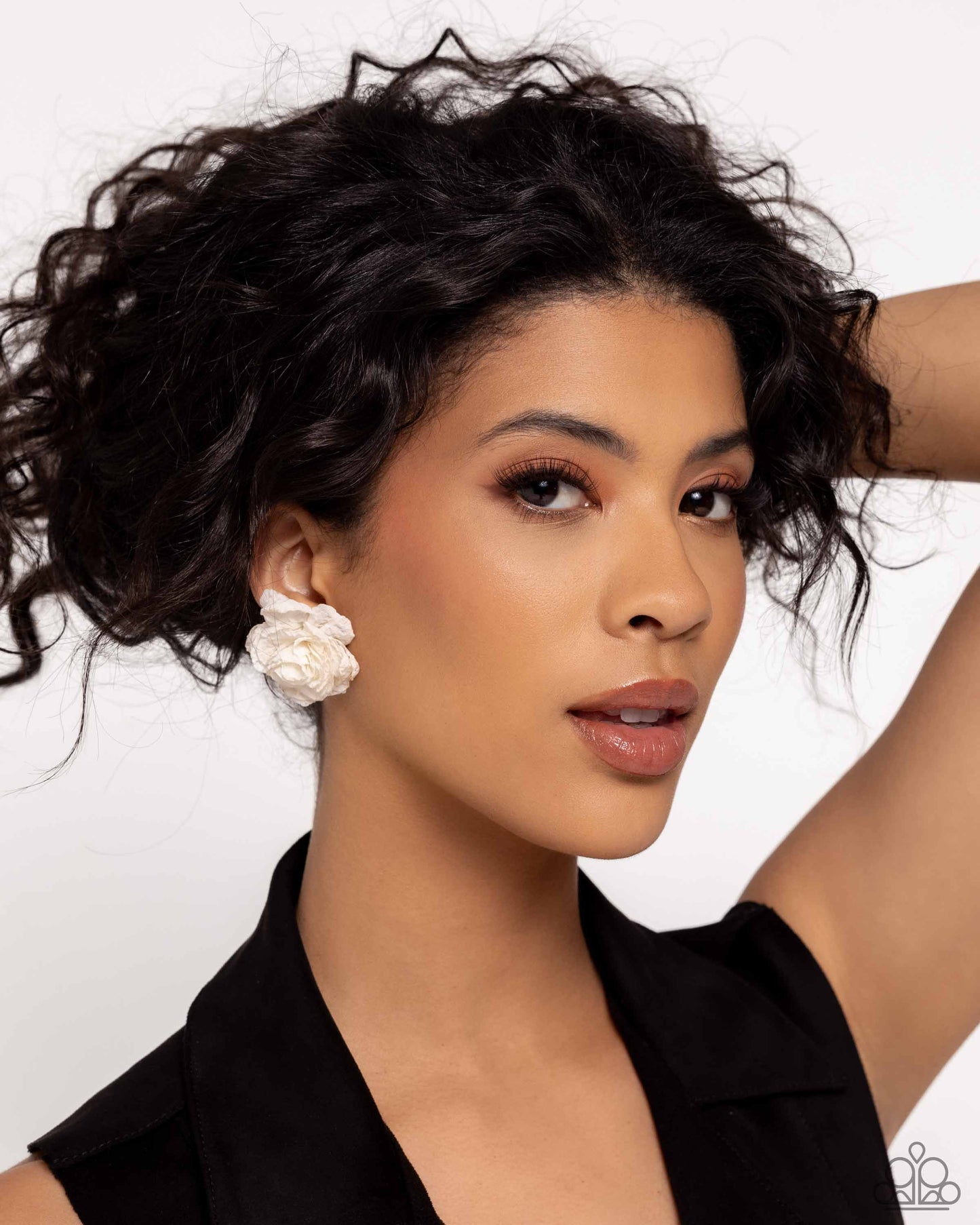 Tulle Twist - White Tulle Flower Earrings - Paparazzi Accessories