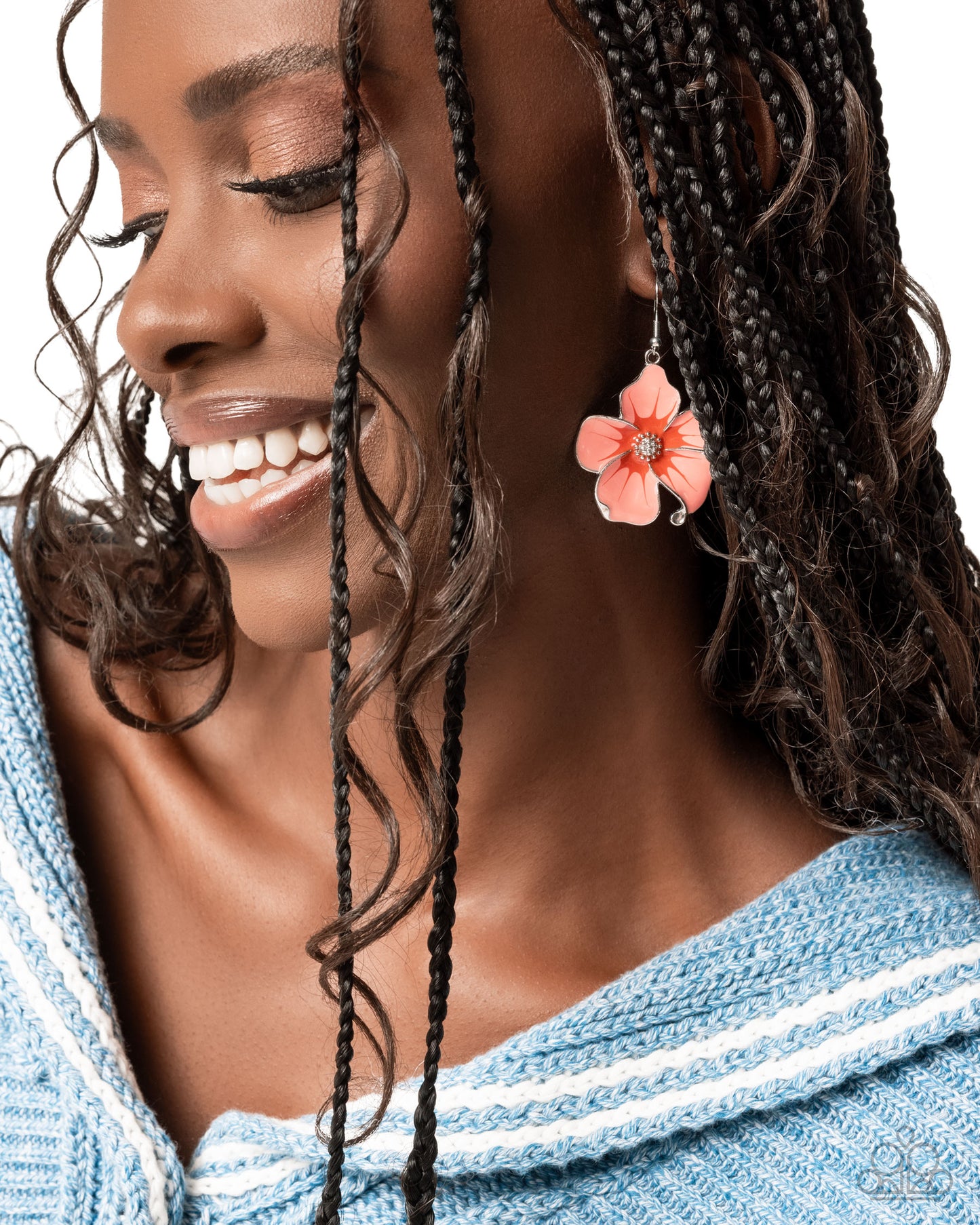 Floral Flavor - Orange Enamel Flower Silver Fishhook Earrings - Paparazzi Accessories