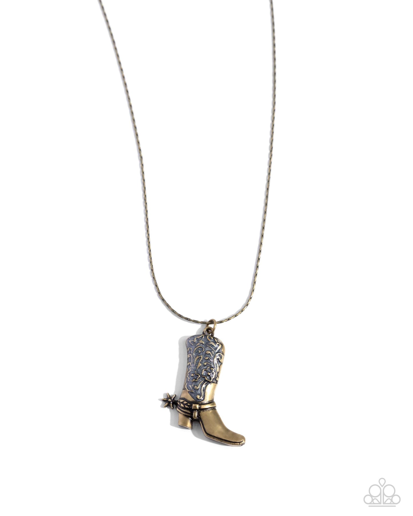 Cowboy Confidence - Brass Boot Pendant Necklace - Paparazzi Accessories