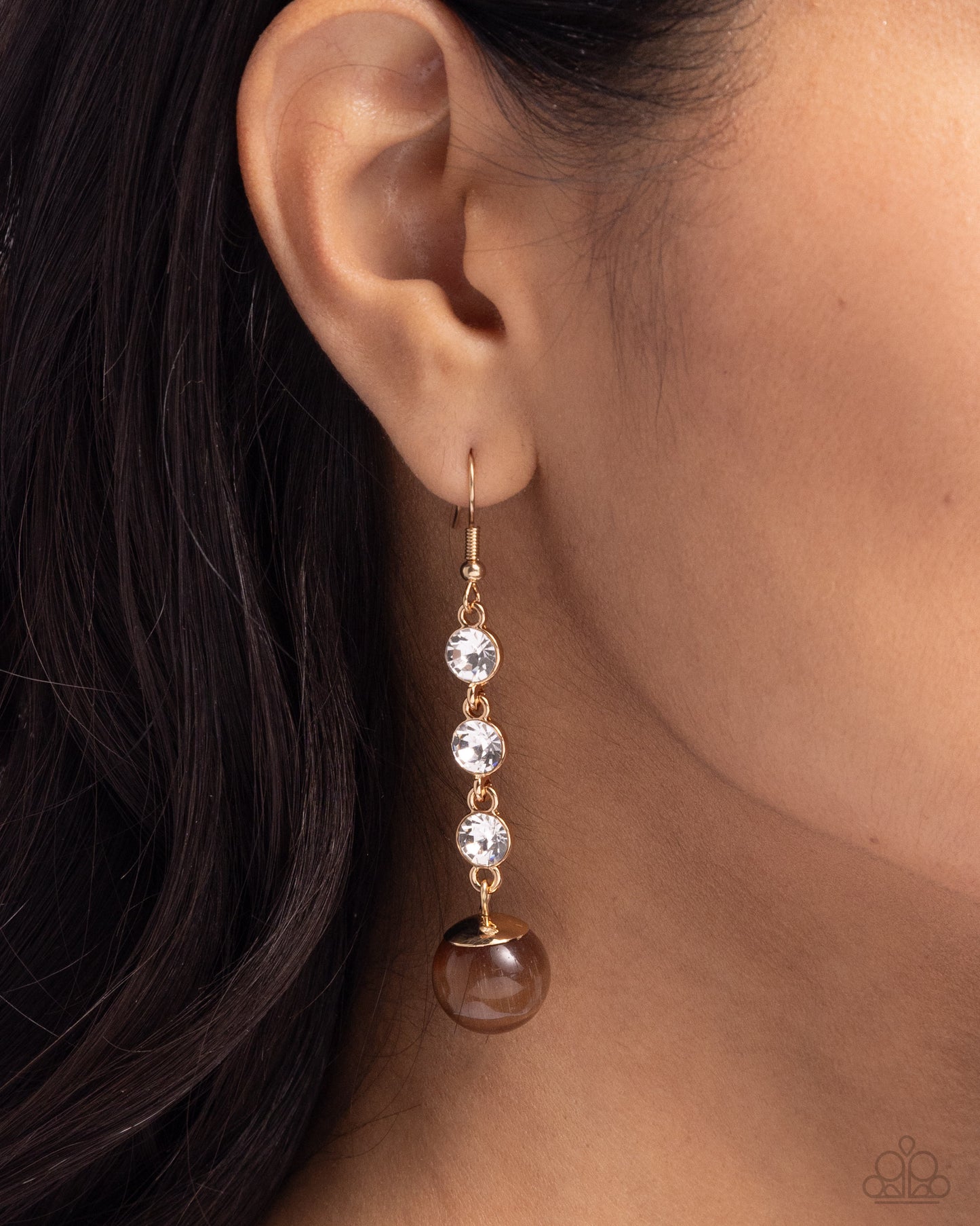 Classy Cadence - Brown Reflective Bead Gold Fishhook Earrings - Paparazzi Accessories