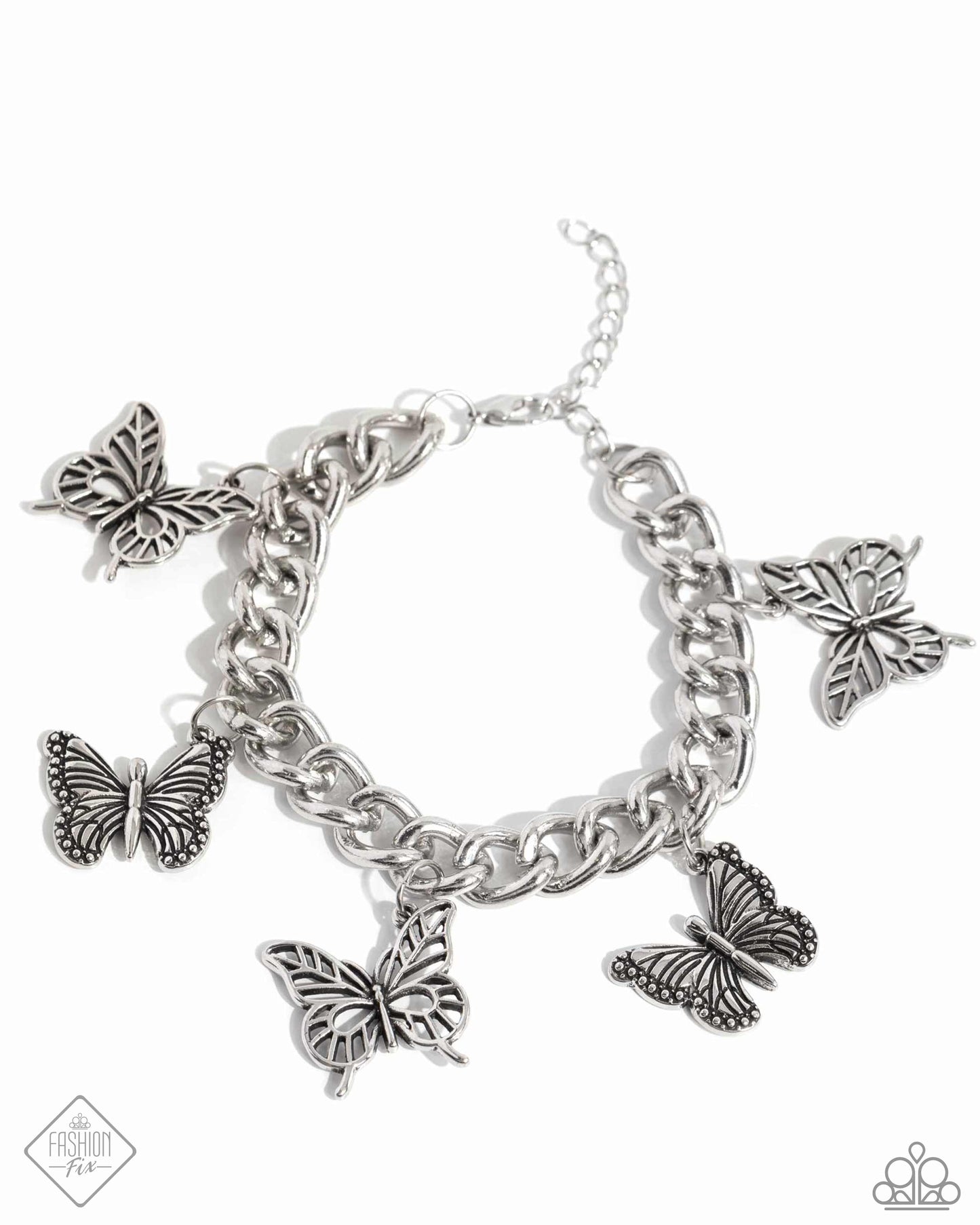 Aerial Ambience - Silver Butterfly Clasp Bracelet - Paparazzi Accessories