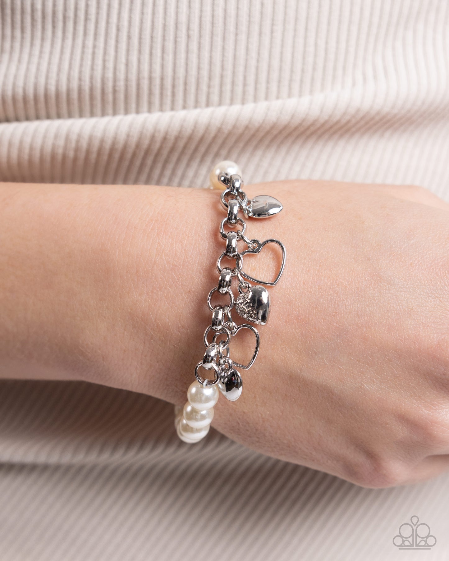 Charming Candidate - White Stretchy Bracelet - Paparazzi Accessories