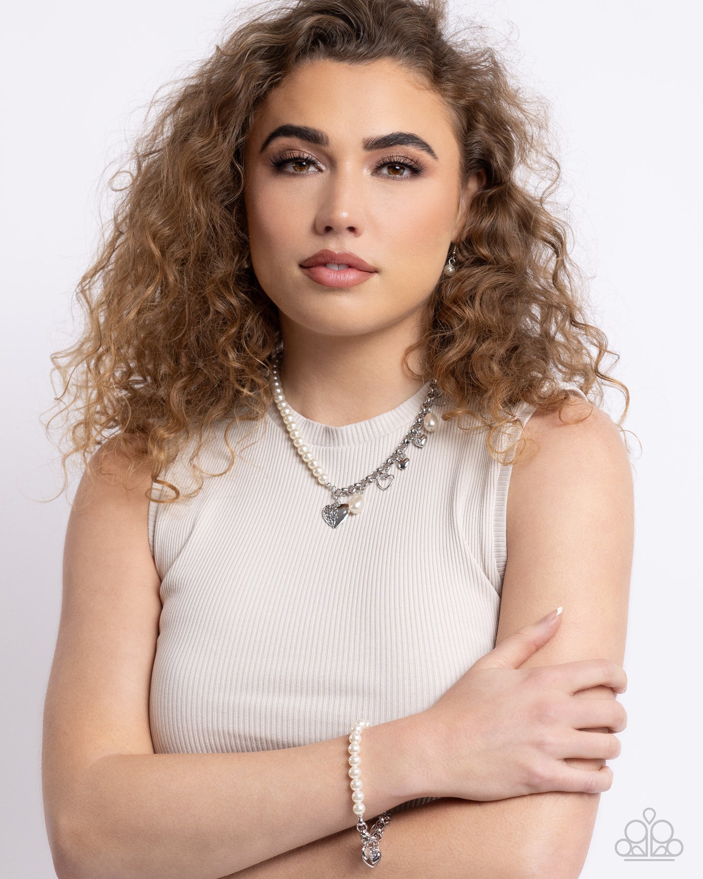 Charming Candidate - White Stretchy Bracelet - Paparazzi Accessories