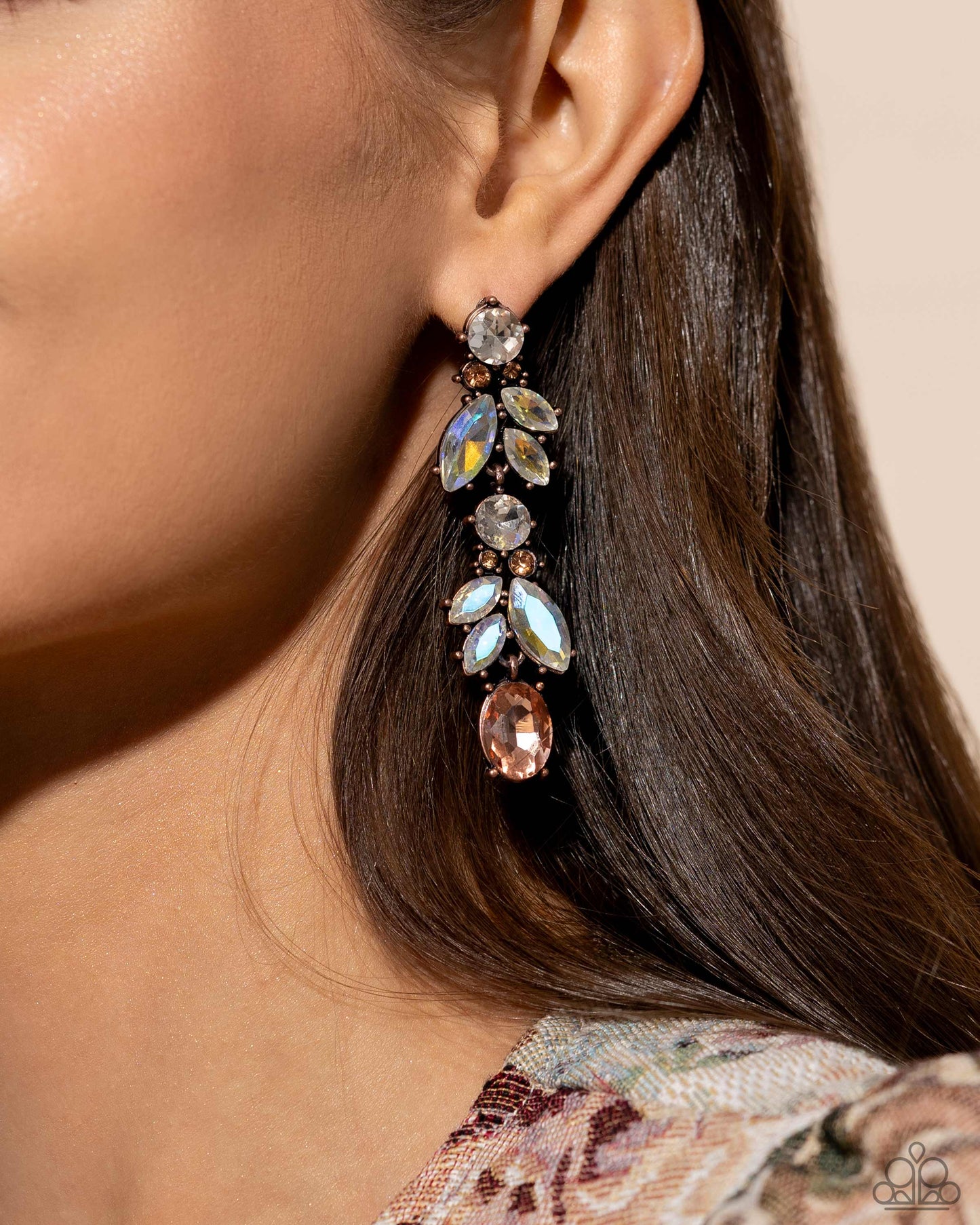 Dancing Debut - Copper UV Gem Post Earrings - Paparazzi Accessories