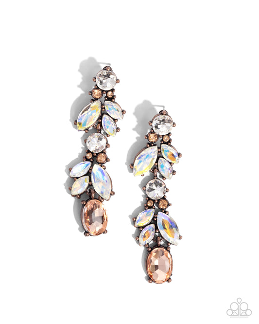 Dancing Debut - Copper UV Gem Post Earrings - Paparazzi Accessories