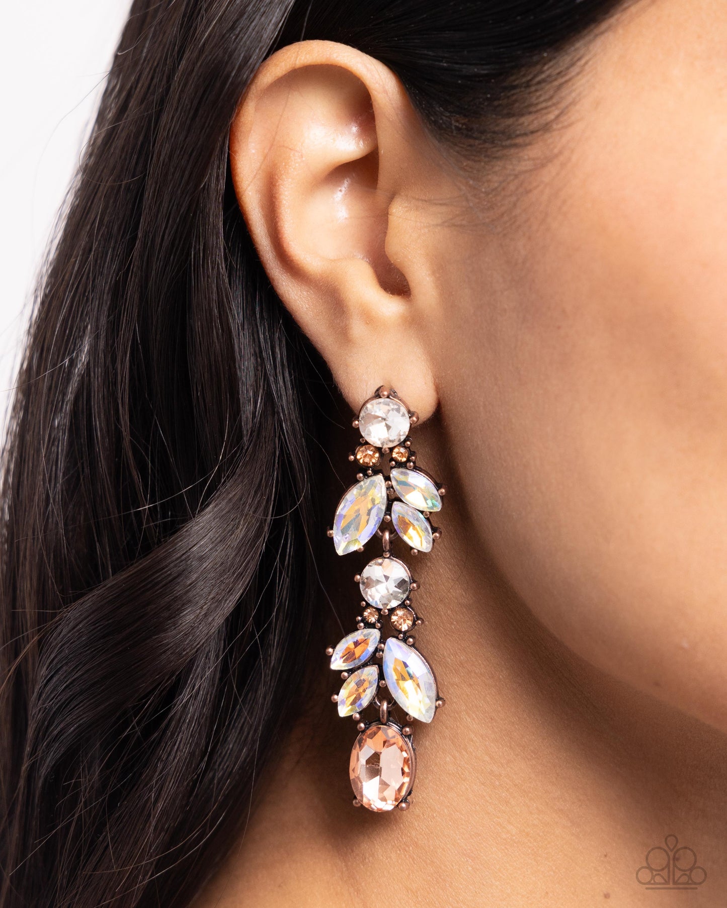 Dancing Debut - Copper UV Gem Post Earrings - Paparazzi Accessories