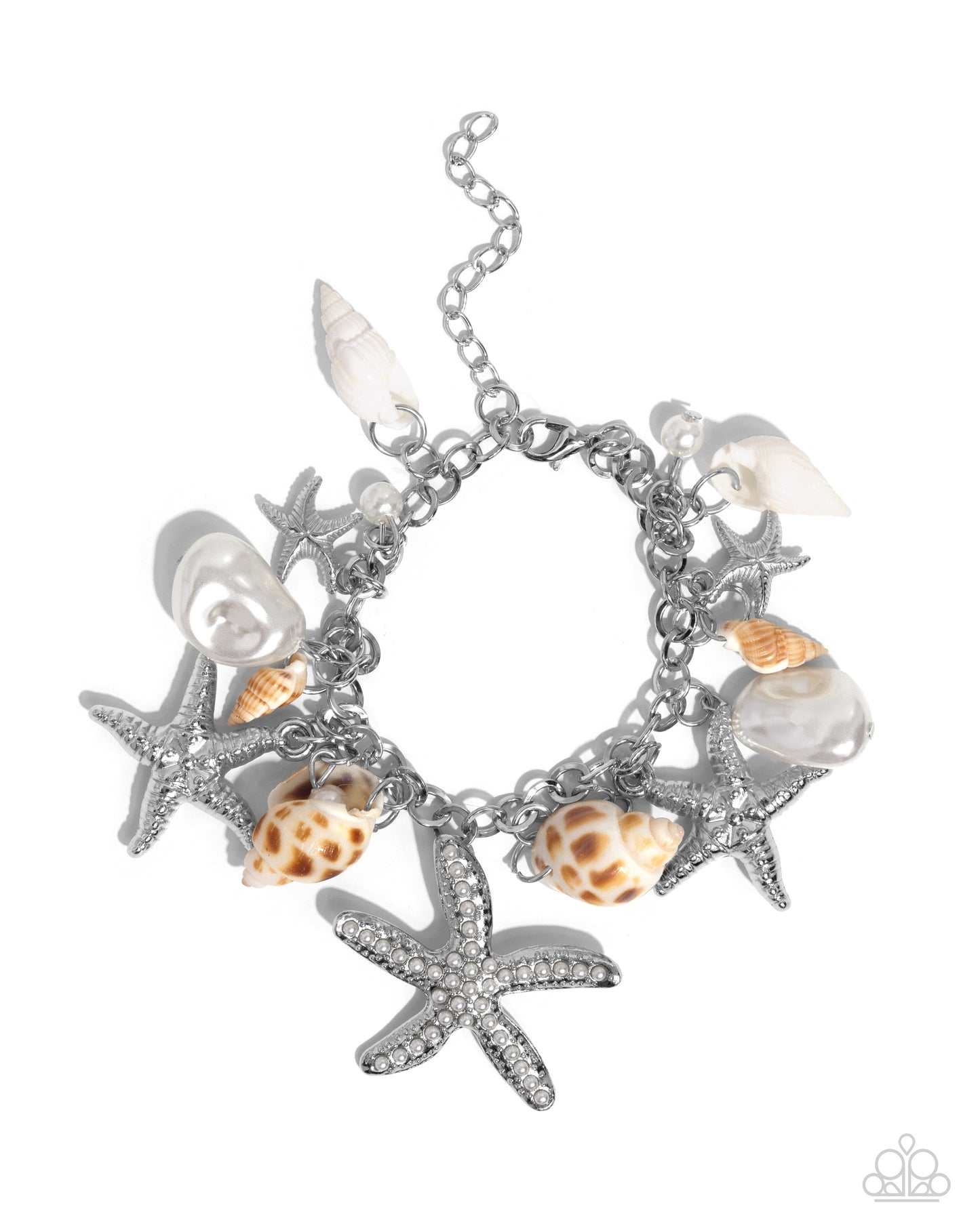 Seashell Song - White Clasp Bracelet - Paparazzi Accessories