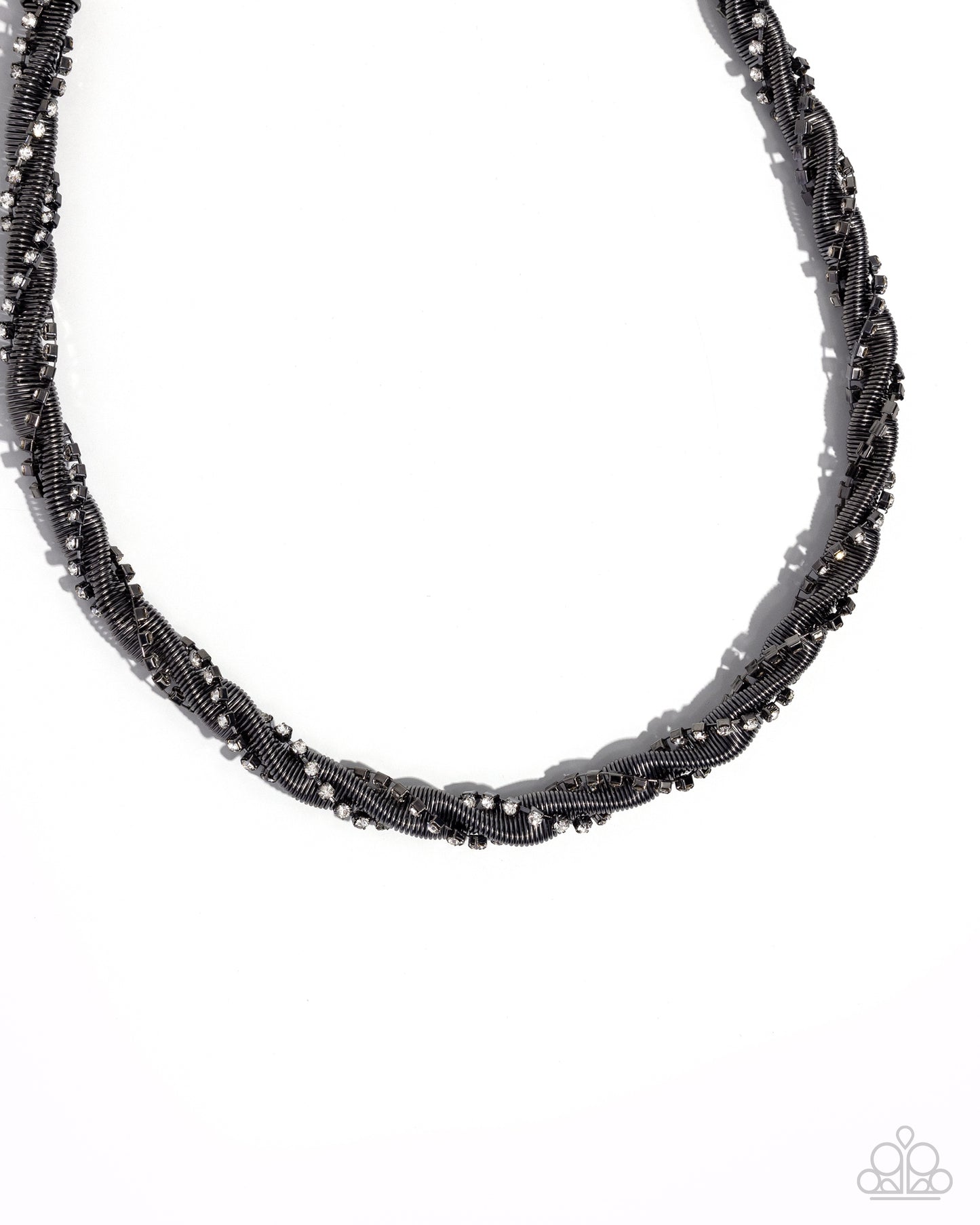 Candid Coils - Black Twisted Chains Necklace - Paparazzi Accessories