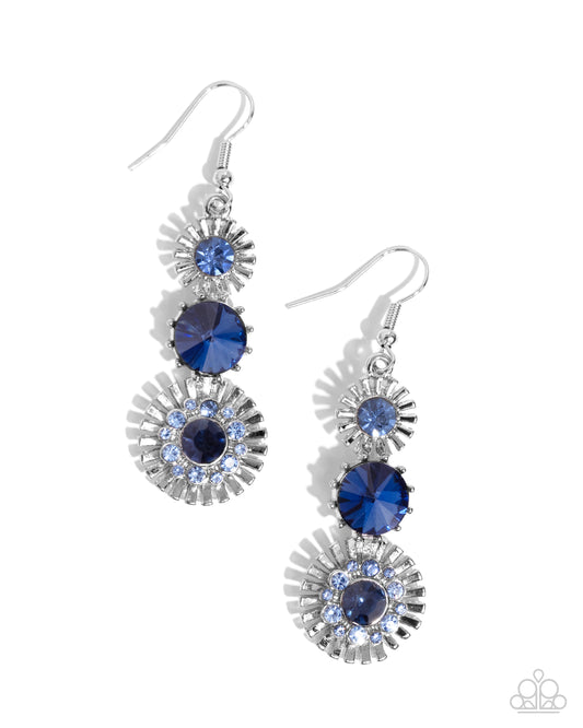 Dedicated Dalliance - Blue Rhinestone Fishhook Earrings - Paparazzi Accessories