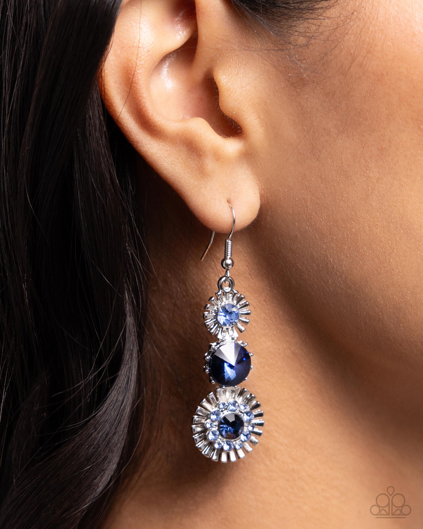 Dedicated Dalliance - Blue Rhinestone Fishhook Earrings - Paparazzi Accessories