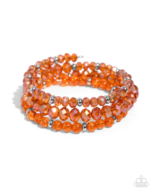 Cultured Cause - Orange Beaded Coil Bracelet - Paparazzi Accessories