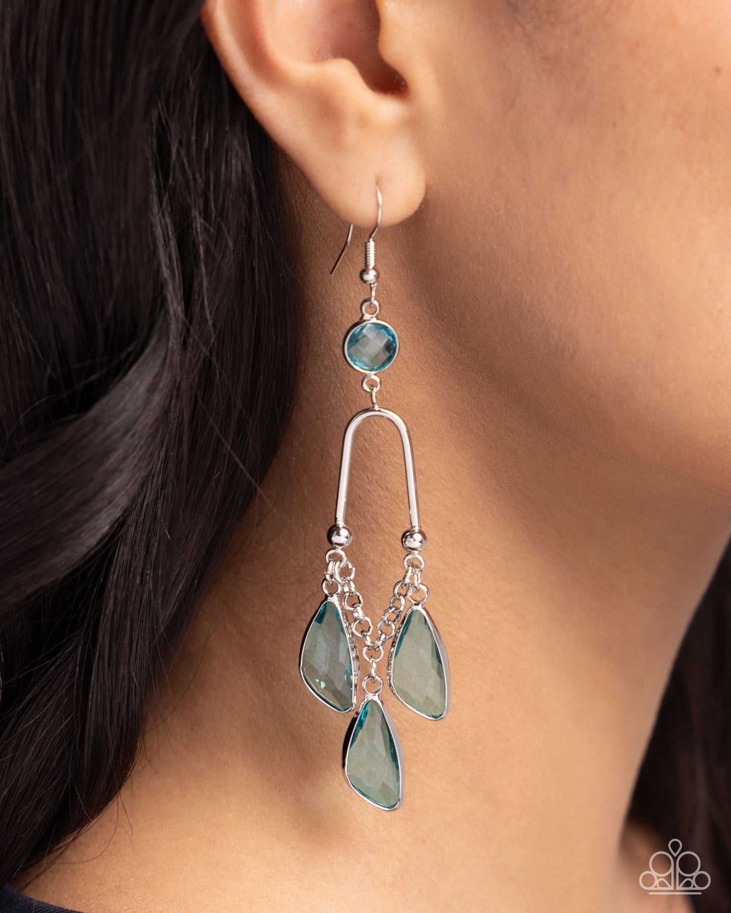 Winged Wardrobe - Blue Faceted Gem Silver Fishhook Earrings - Paparazzi Accessories